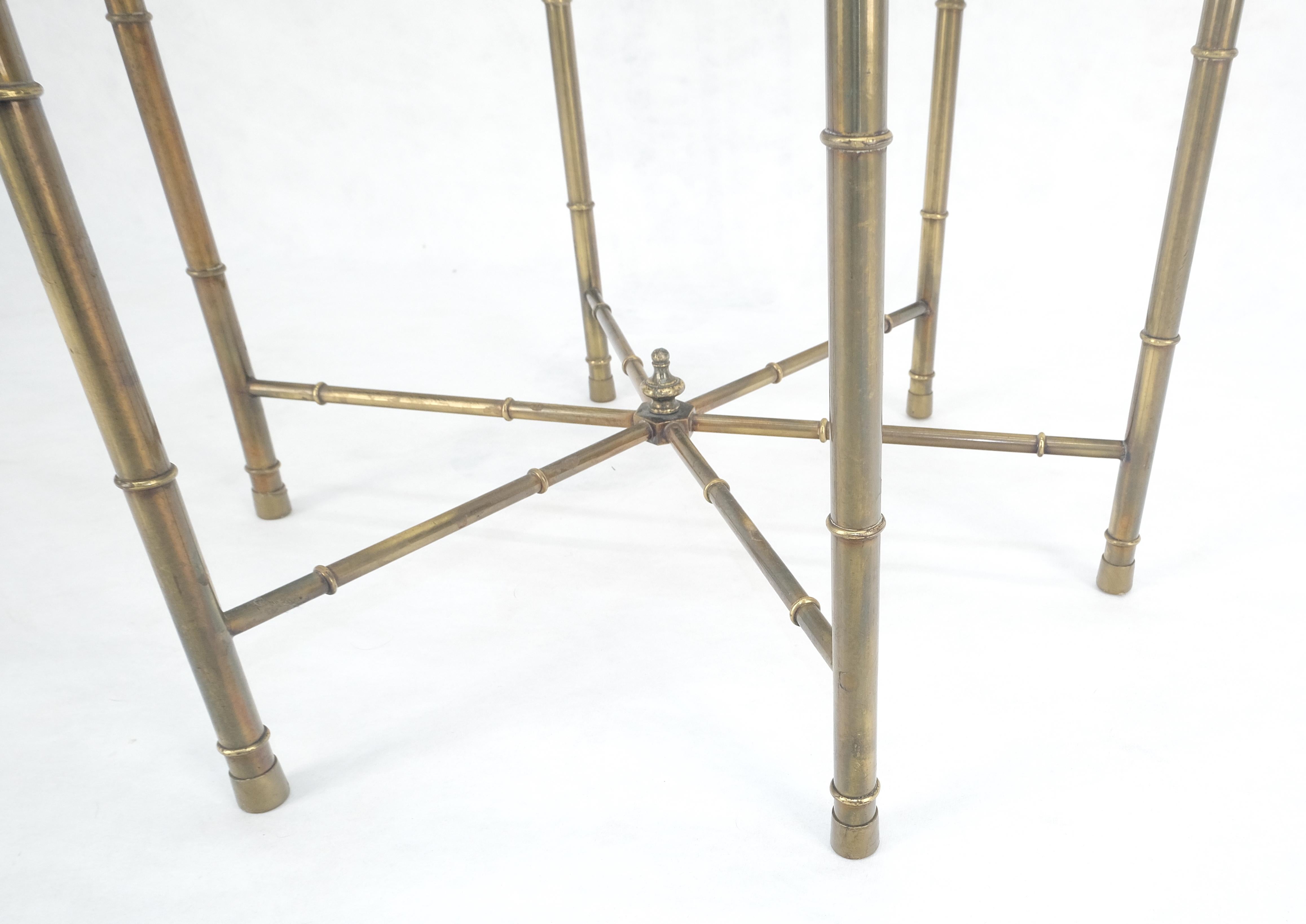 20th Century Mastercraft Mid Century Modern Hexagon Top Faux Bamboo Legs Coffee Side Table For Sale