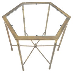 Mastercraft Mid Century Modern Hexagon Top Faux Bamboo Legs Coffee Side Table