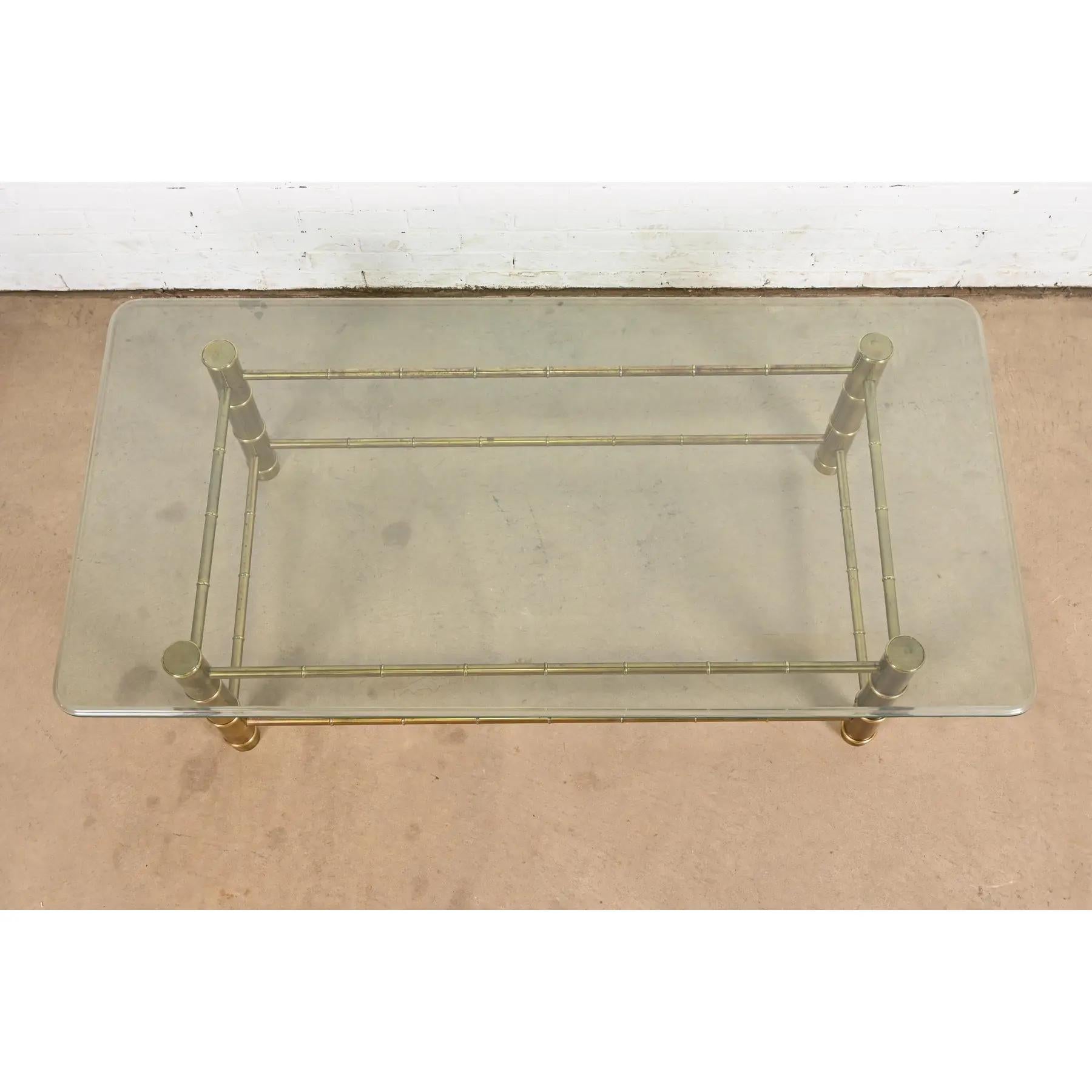 Brass Mastercraft Mid-Century Modern Hollywood Regency Bamboo Form Cocktail Table