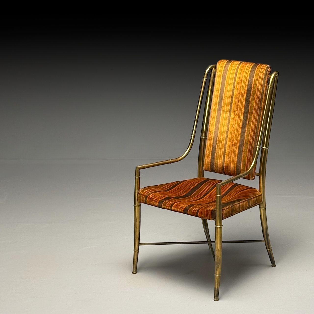 American Mastercraft, Mid-Century Modern, Occasional Desk Chair, Brass, Fabric, 1950s