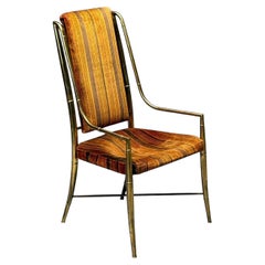 Mastercraft, Mid-Century Modern, Occasional Desk Chair, Brass, Fabric, 1950s