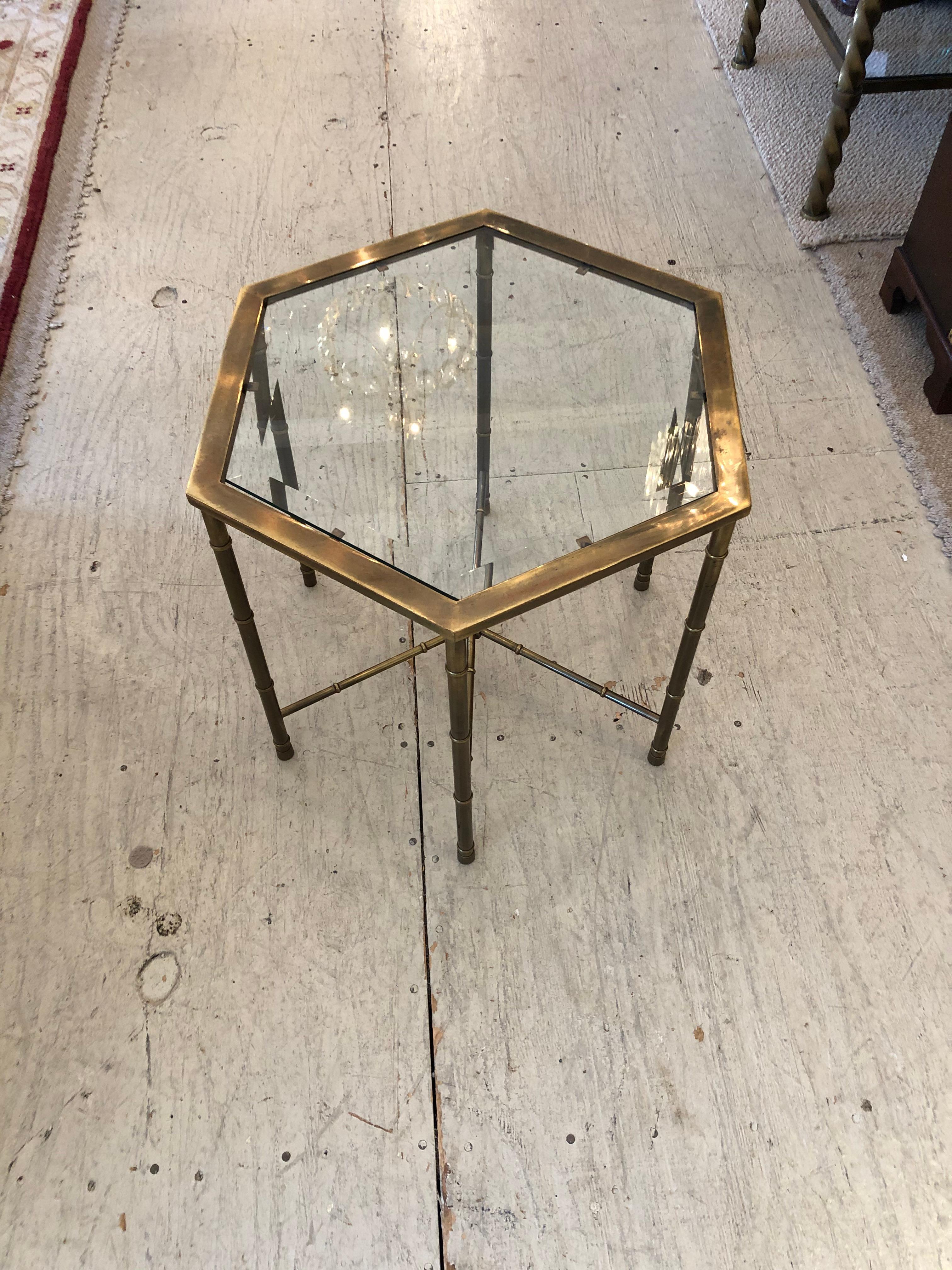 Mid-20th Century Mastercraft Mid-Century Modern Pair of Brass Faux Bamboo Drinks Side End Tables