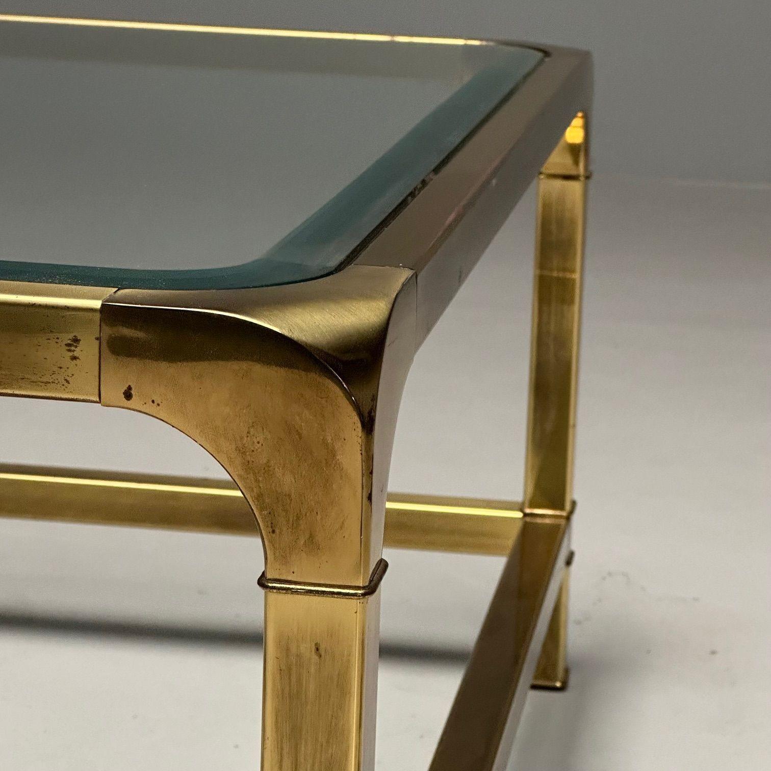Mastercraft, Mid-Century Modern, Square Coffee Table, Brass, Glass, USA, 1970s For Sale 1