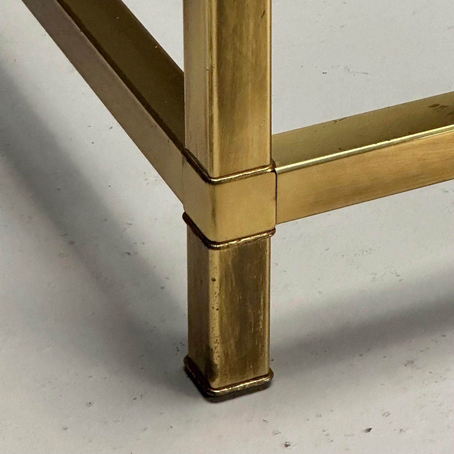 Mastercraft, Mid-Century Modern, Square Coffee Table, Brass, Glass, USA, 1970s For Sale 2