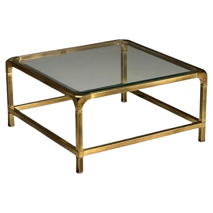 Mastercraft, Mid-Century Modern, Square Coffee Table, Brass, Glass, USA, 1970s For Sale