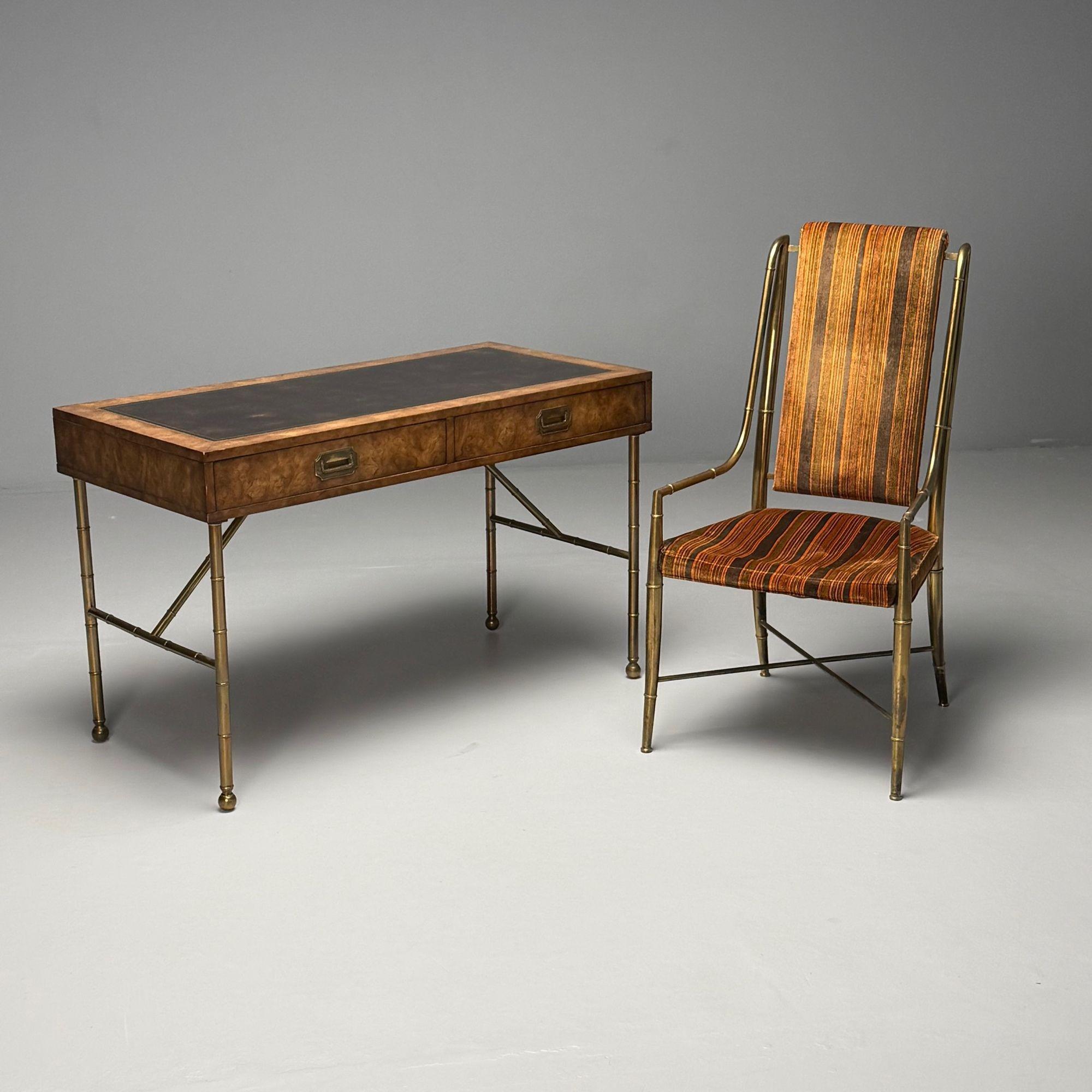 Mastercraft, Mid-Century Modern, Bureau, Burlwood, Brass, Leather, 1950s 8