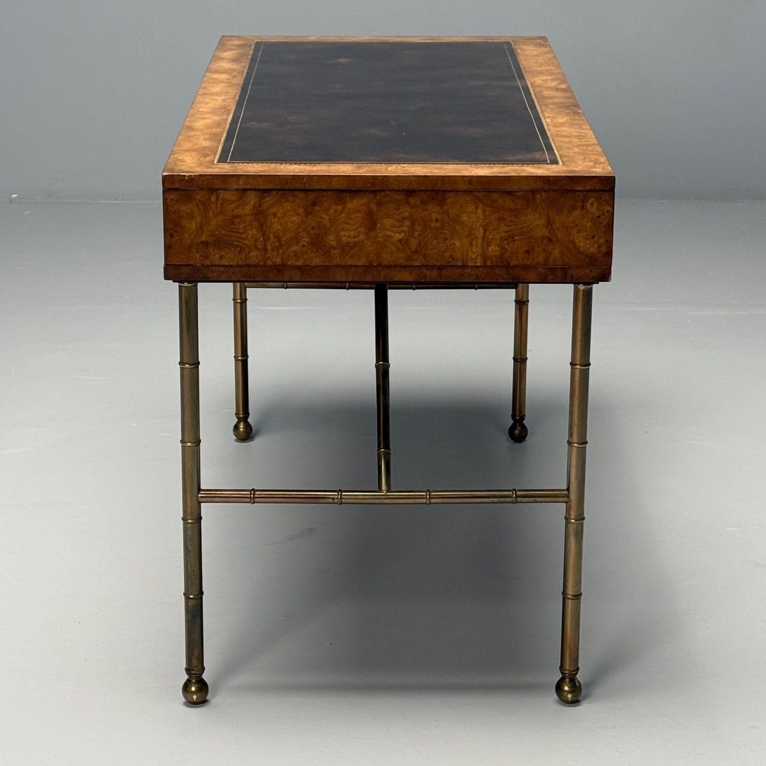 Mastercraft, Mid-Century Modern, Bureau, Burlwood, Brass, Leather, 1950s 2