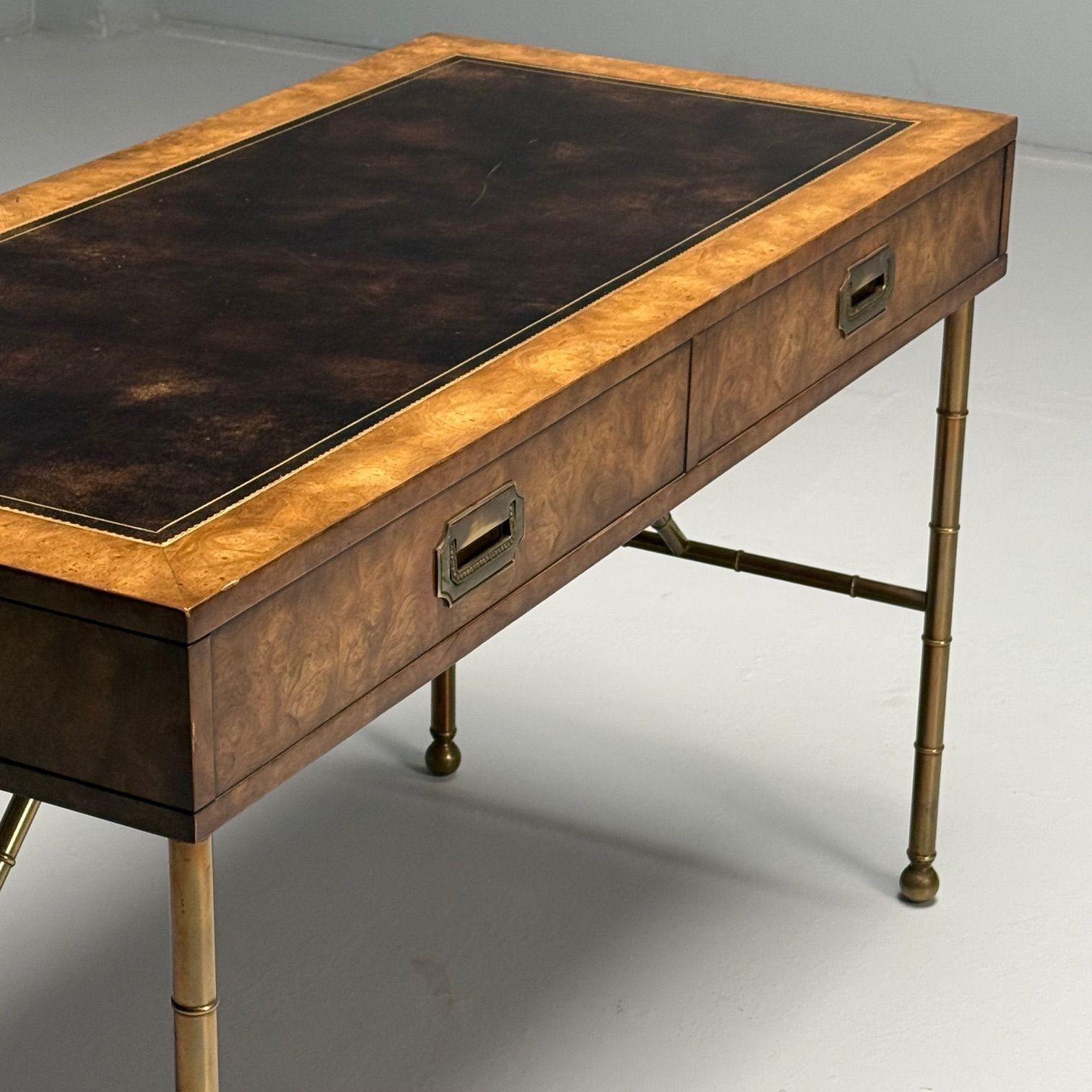 Mastercraft, Mid-Century Modern, Bureau, Burlwood, Brass, Leather, 1950s 3