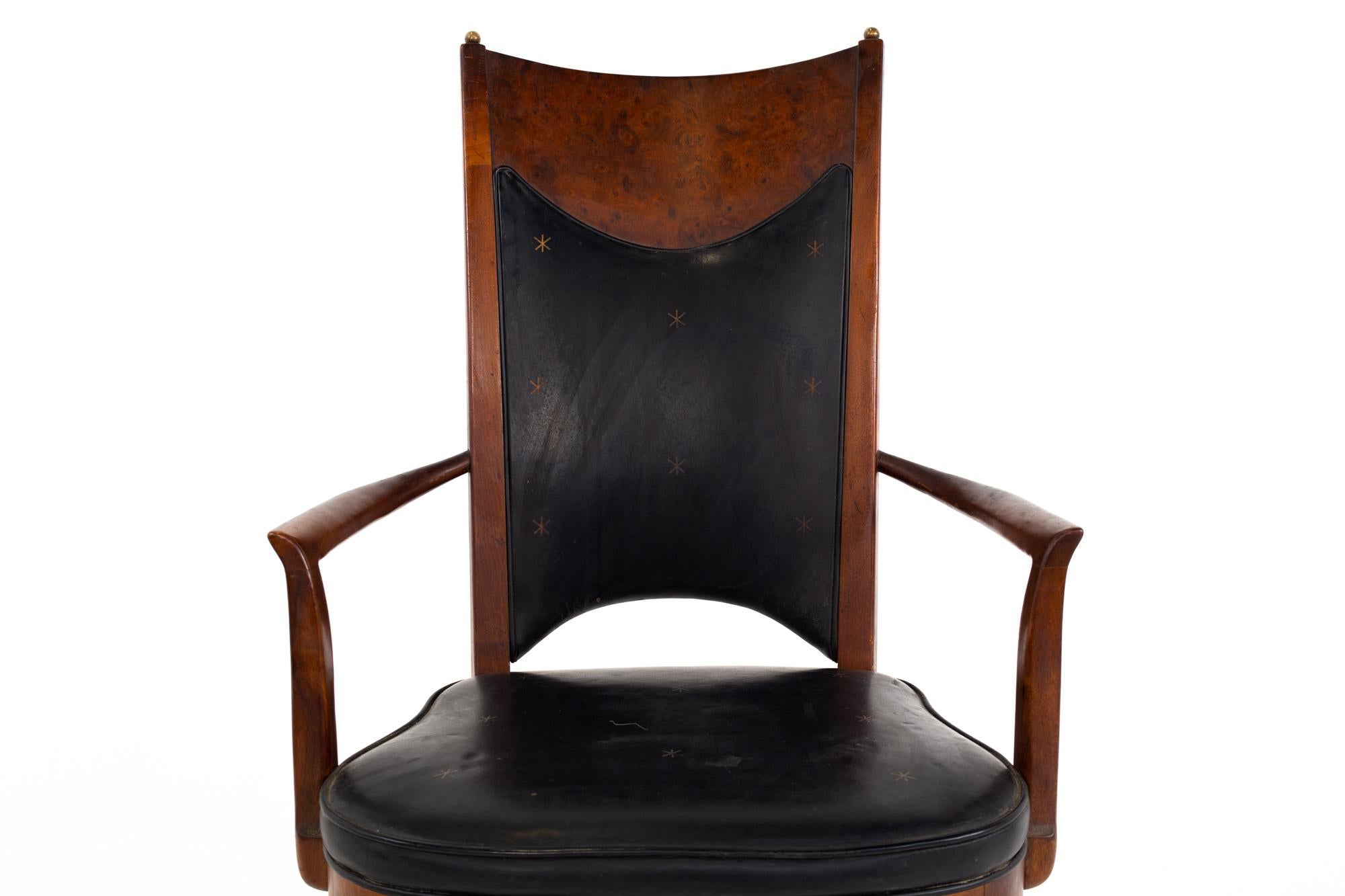 Mastercraft Mid Century Walnut and Burl Wood Dining Chairs, Set of 10 3