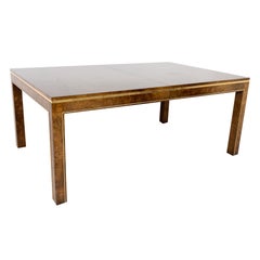 Mastercraft Midcentury Burl Wood and Brass Dining Table