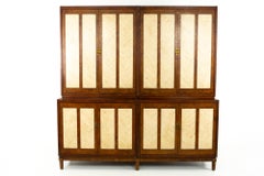 Mastercraft Mid Century Burl Wood and Travertine Buffet and Hutch