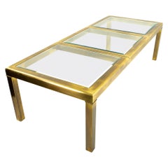 Mastercraft Midcentury Expanding Brass and Glass Dining Table