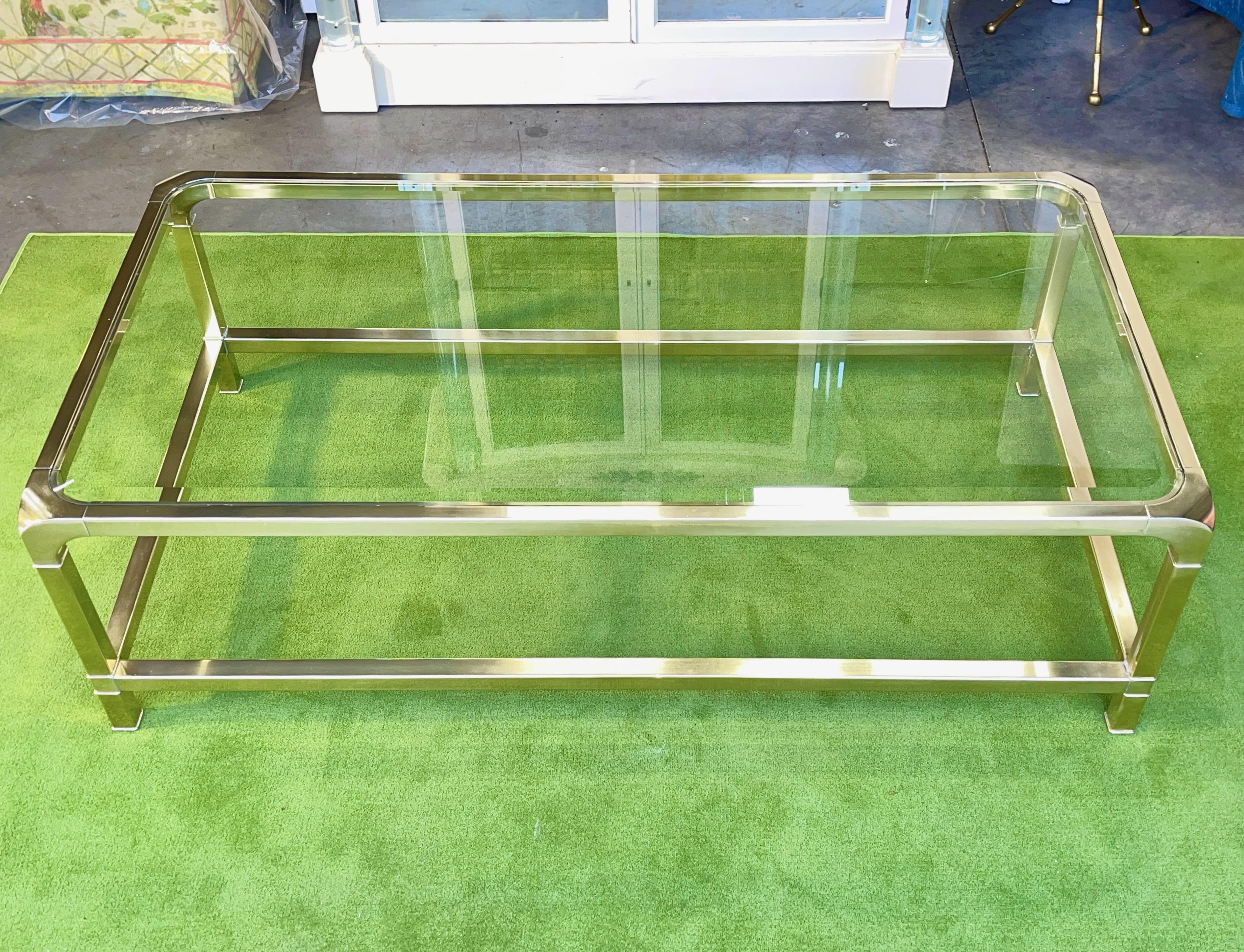 Mastercraft Model 1303 Rectangular Brass Cocktail Table For Sale at 1stDibs