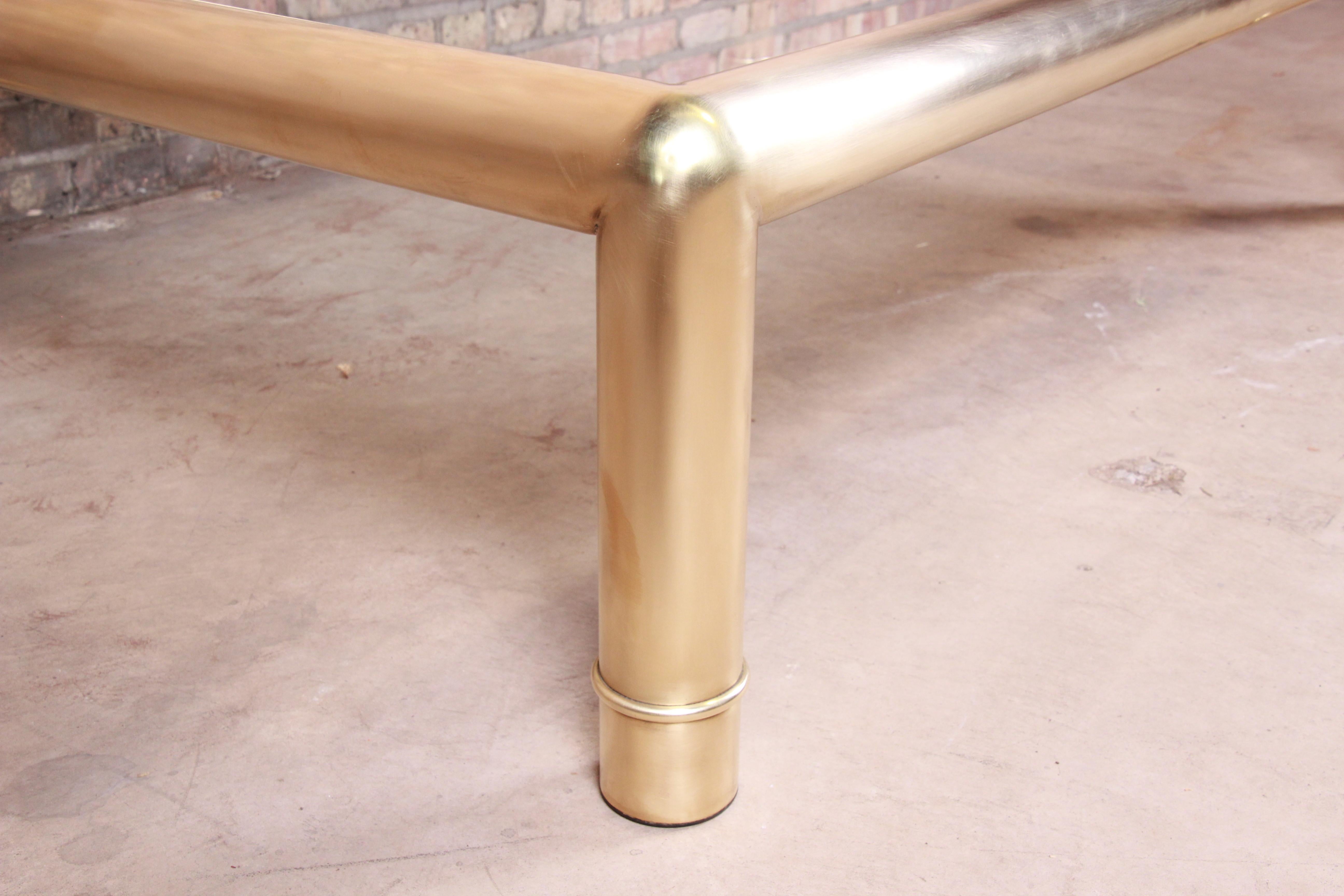 Mastercraft Monumental Hollywood Regency Brass and Glass Cocktail Table 1