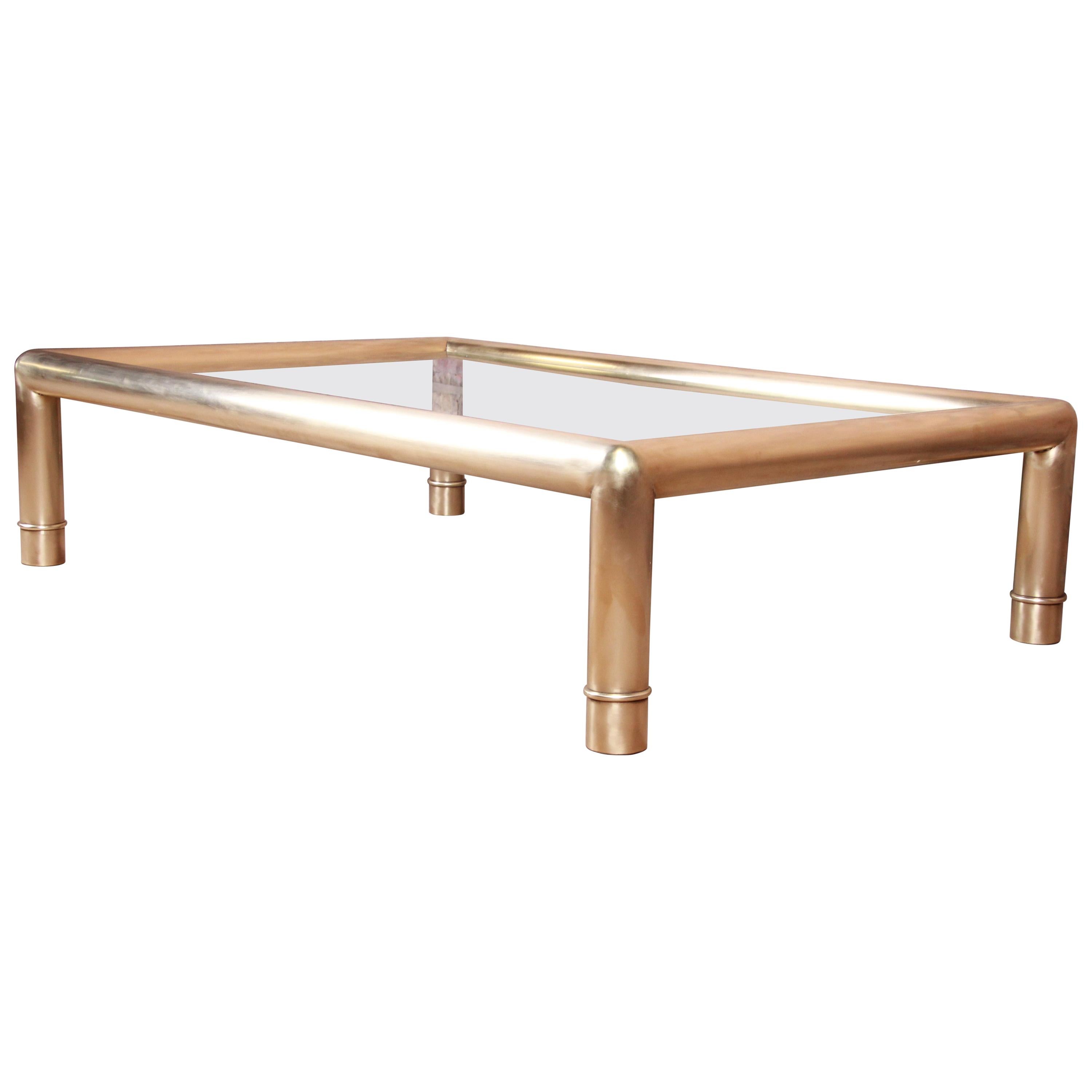 Mastercraft Monumental Hollywood Regency Brass and Glass Cocktail Table
