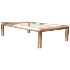 Mastercraft Monumental Hollywood Regency Brass and Glass Cocktail Table