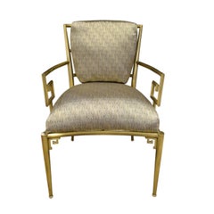 Mastercraft Pair of Greek Key Lounge Chairs in Brass, 1960s