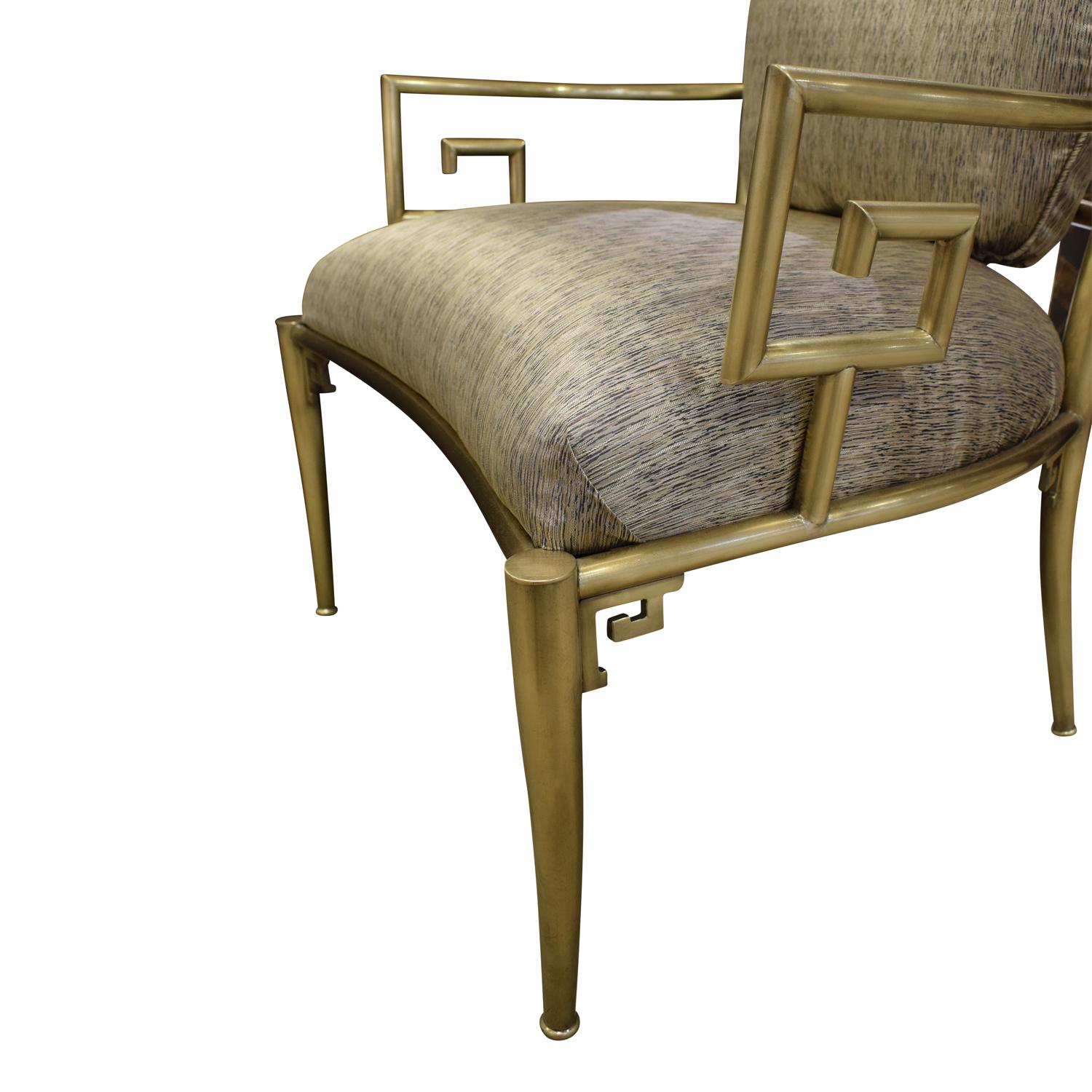 Mid-Century Modern Mastercraft Pair of Greek Key Lounge Chairs in Brass, 1960s
