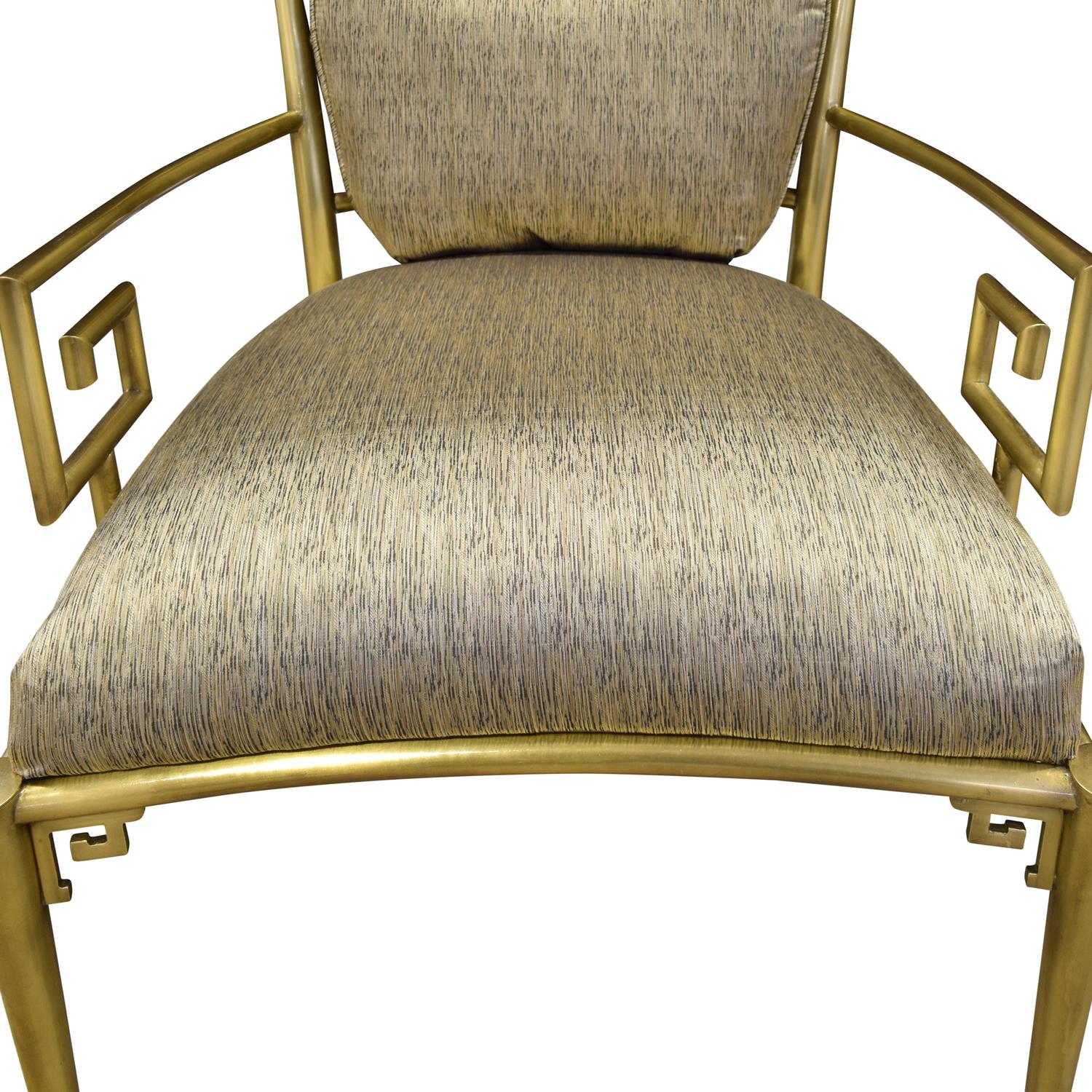 American Mastercraft Pair of Greek Key Lounge Chairs in Brass, 1960s