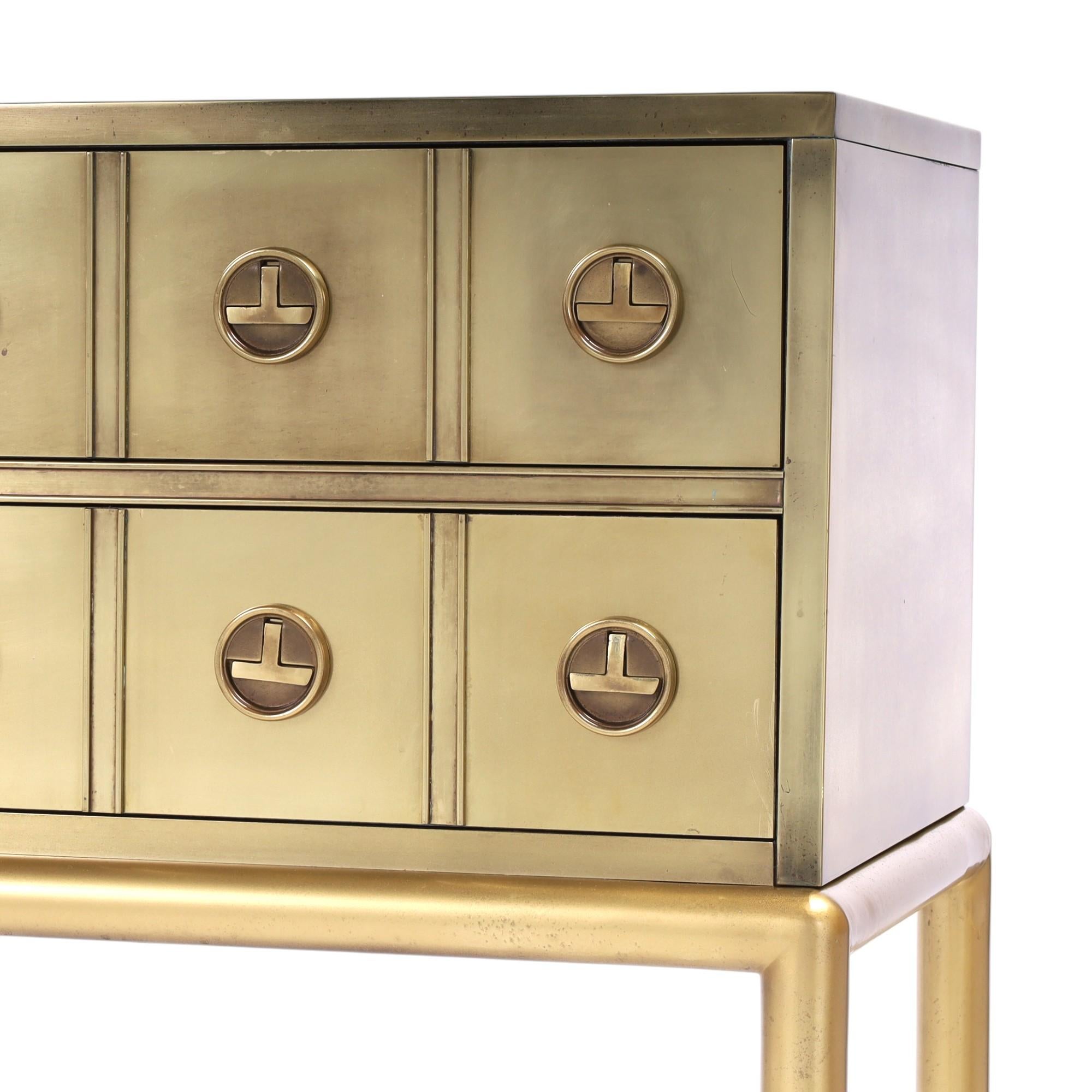 Mastercraft Pair of Mid Century Brass Chests on Stands For Sale 4