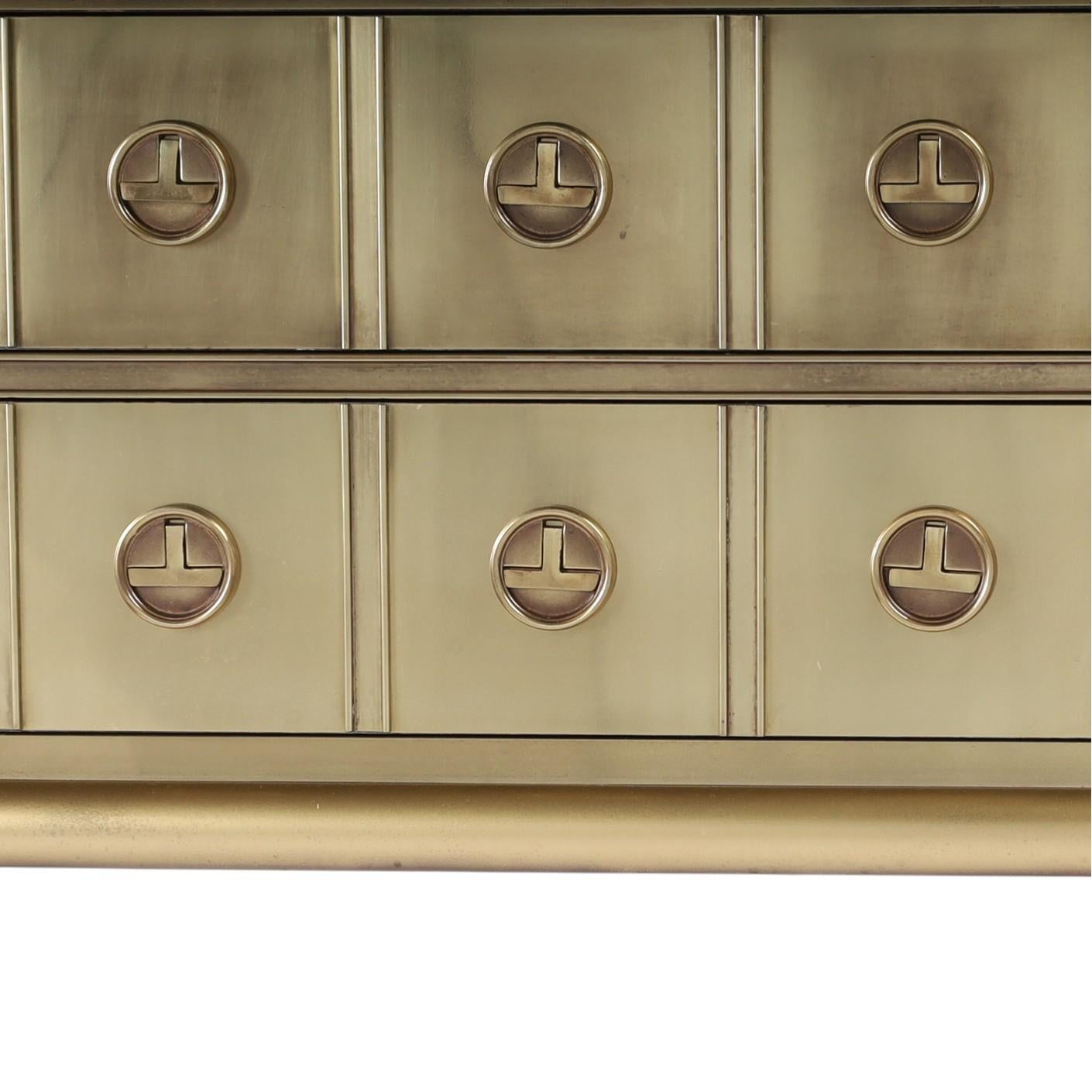 20th Century Mastercraft Pair of Mid Century Brass Chests on Stands For Sale