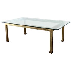 Mastercraft Patinated Brass and Glass Chinoiserie Dining Table