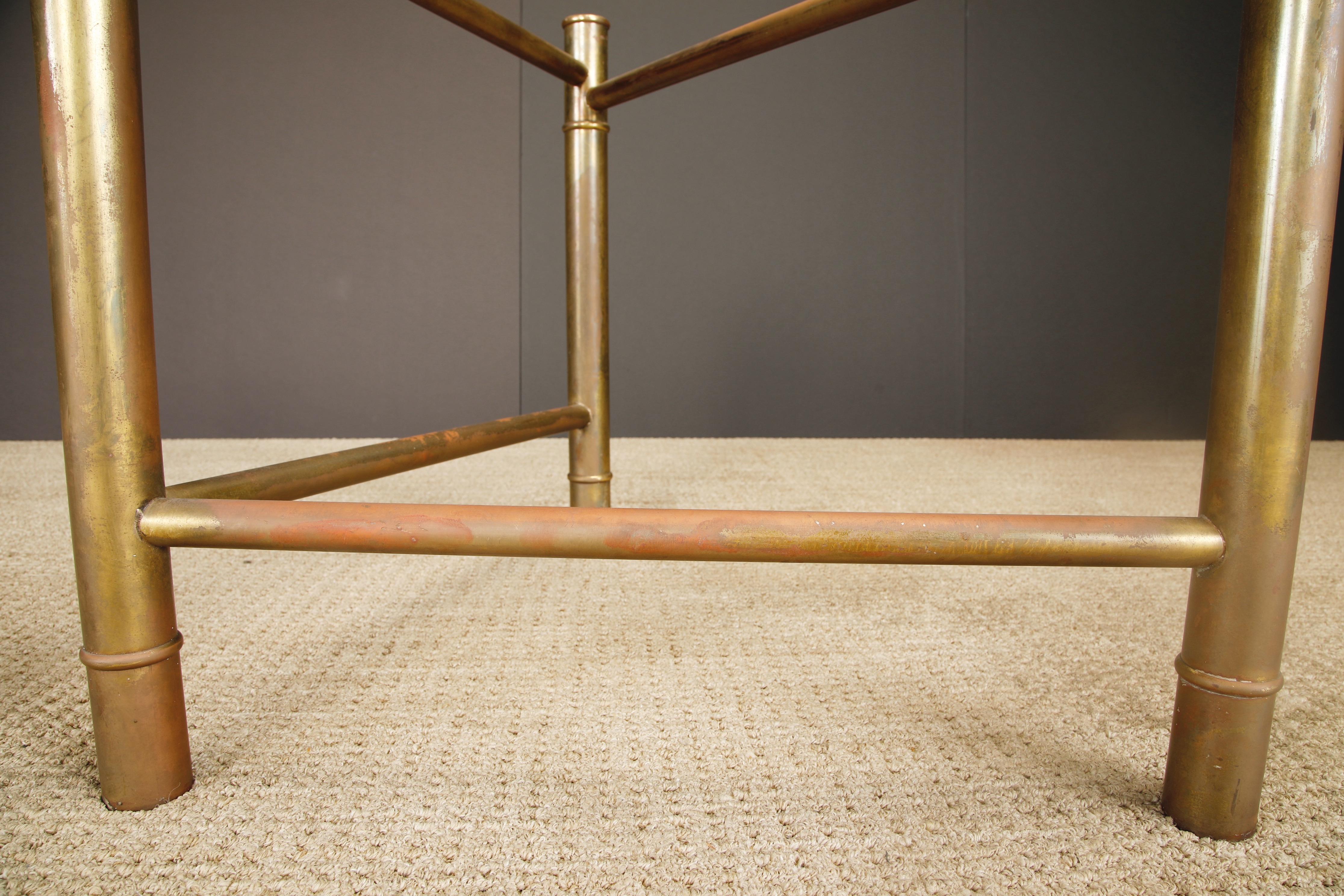 Mastercraft Patinated Brass Faux Bamboo Dining Table / Desk Bases, 1970s For Sale 5