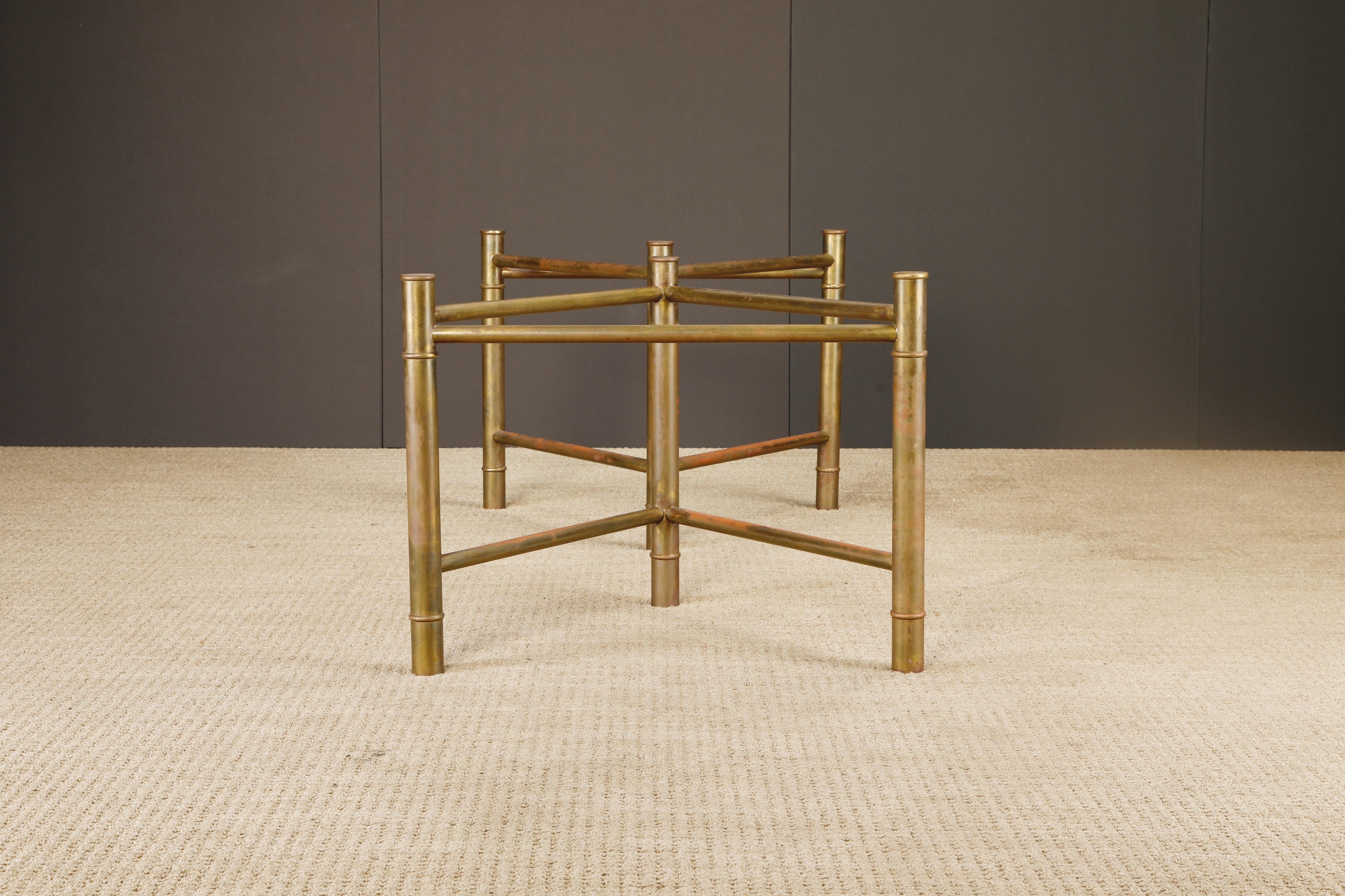Mastercraft Patinated Brass Faux Bamboo Dining Table / Desk Bases, 1970s For Sale 6