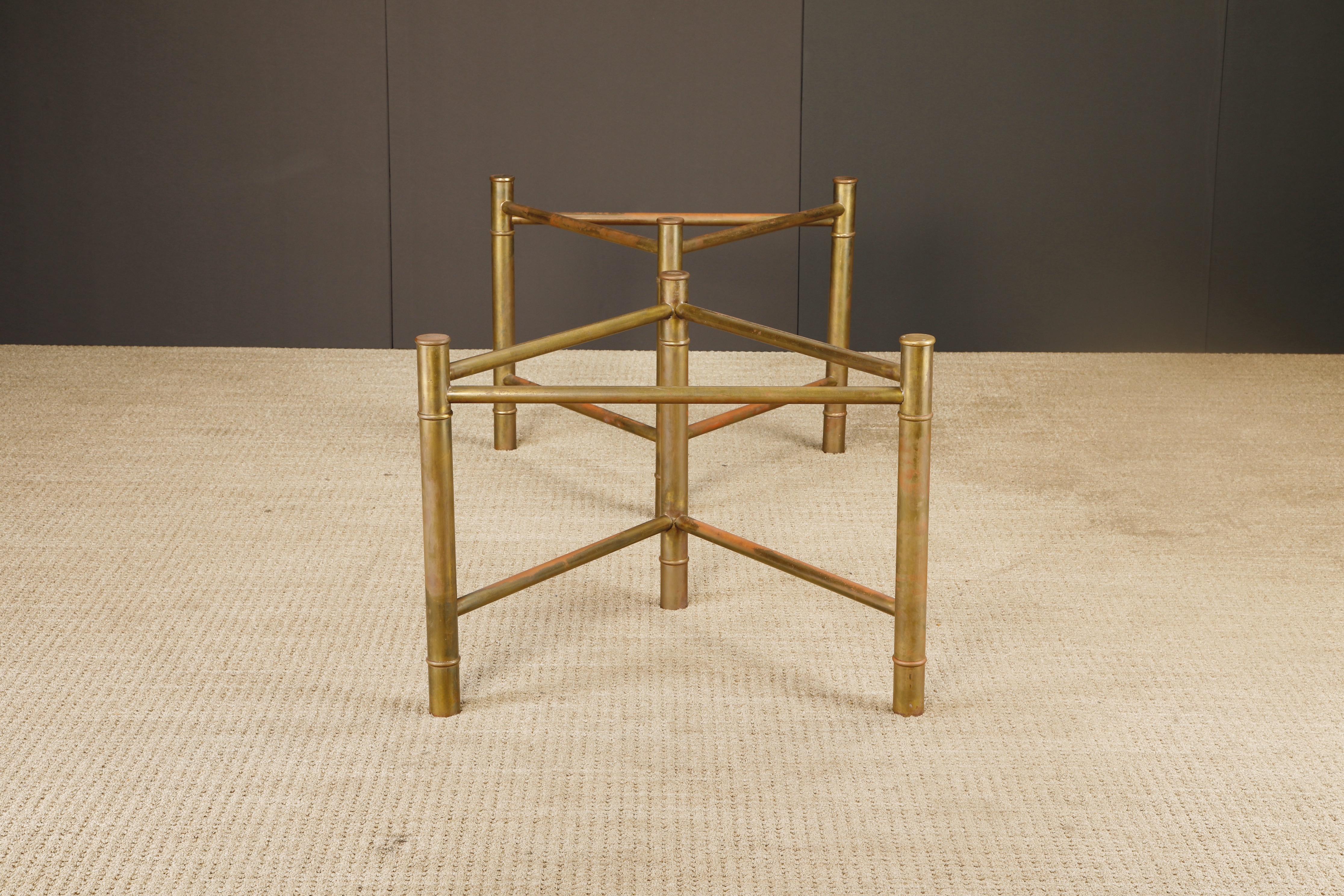 Mastercraft Patinated Brass Faux Bamboo Dining Table / Desk Bases, 1970s For Sale 7