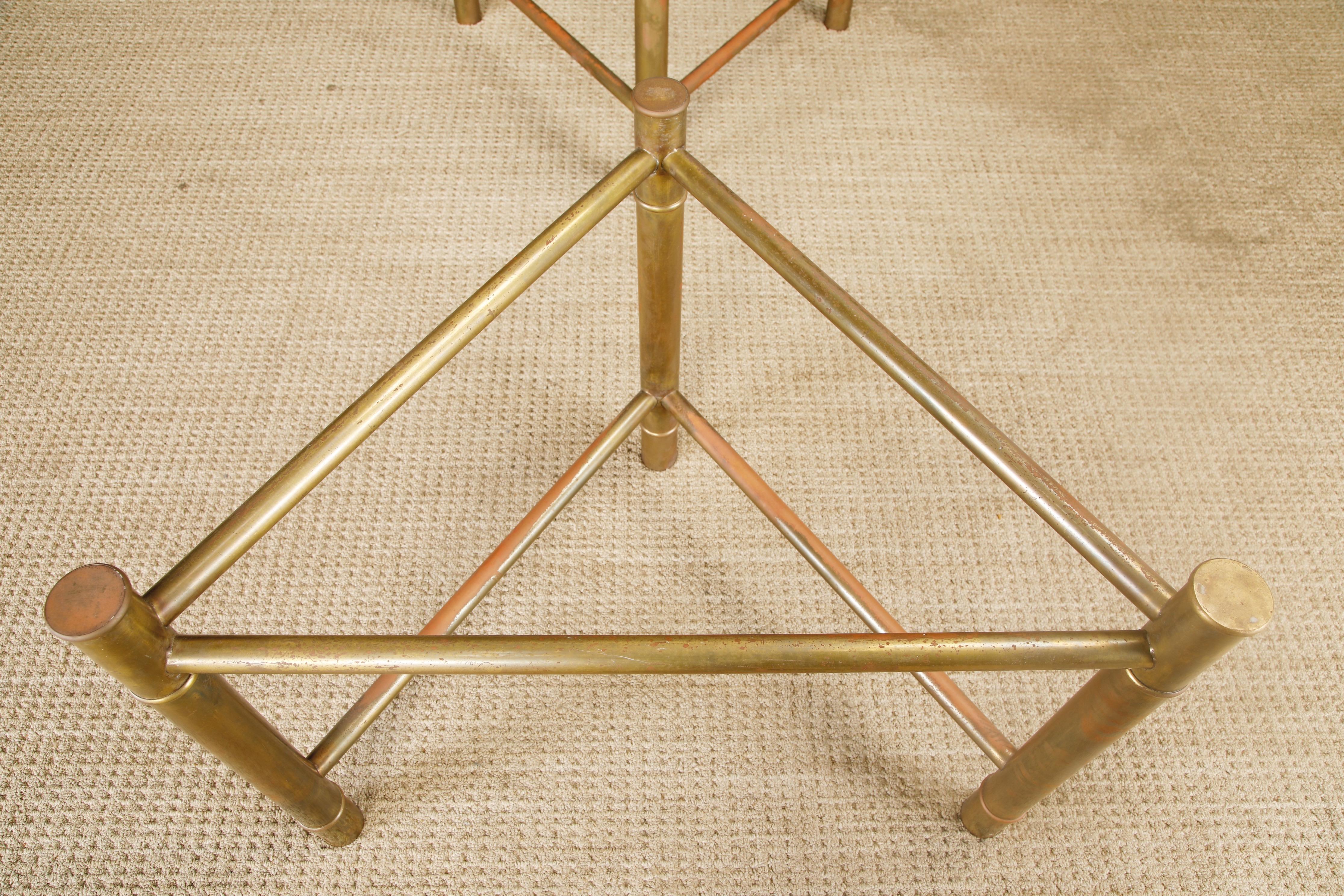 Mastercraft Patinated Brass Faux Bamboo Dining Table / Desk Bases, 1970s For Sale 8