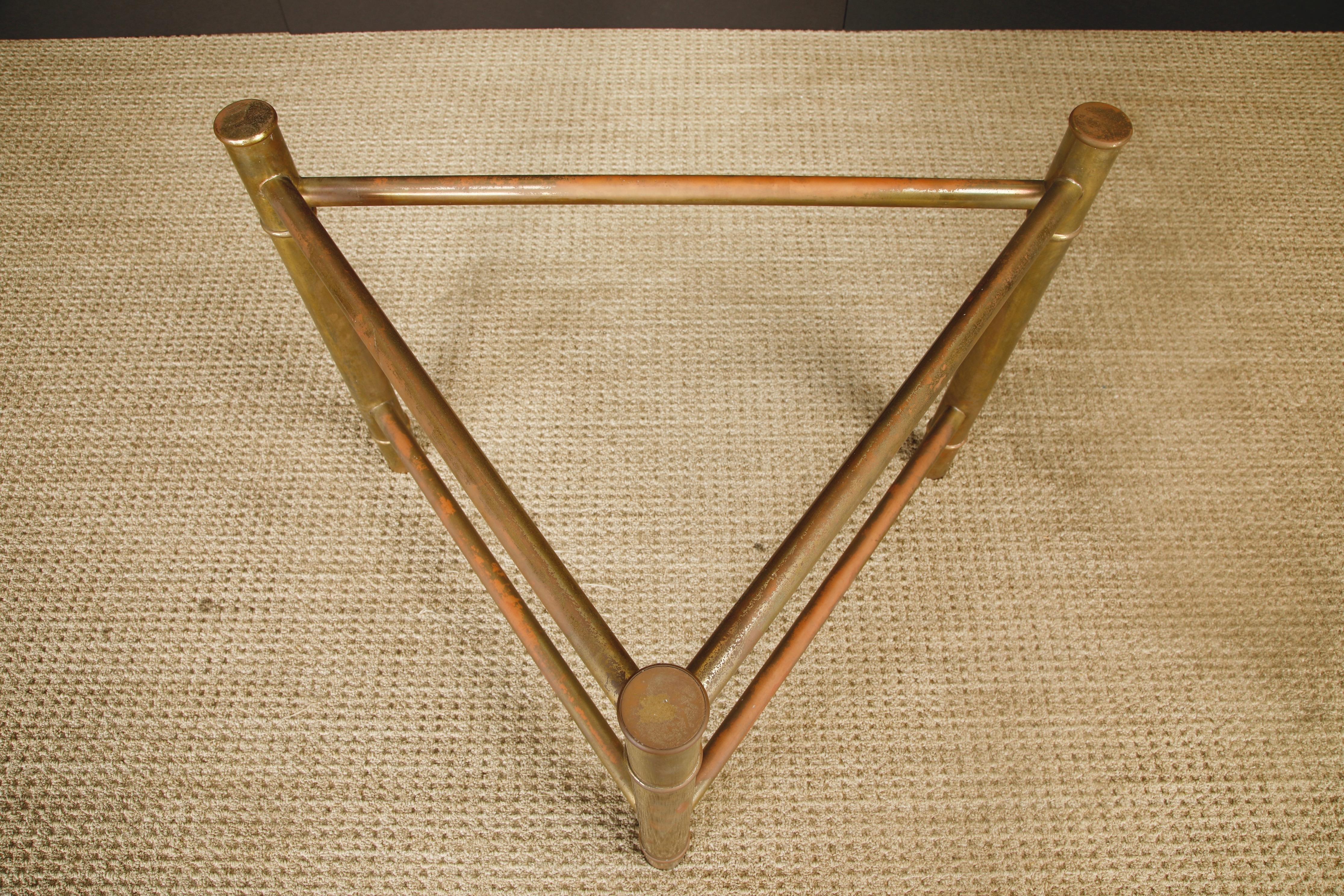 Mastercraft Patinated Brass Faux Bamboo Dining Table / Desk Bases, 1970s For Sale 9