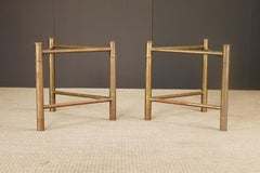 Mastercraft Patinated Brass Faux Bamboo Esstisch / Schreibtisch Basen, 1970er Jahre