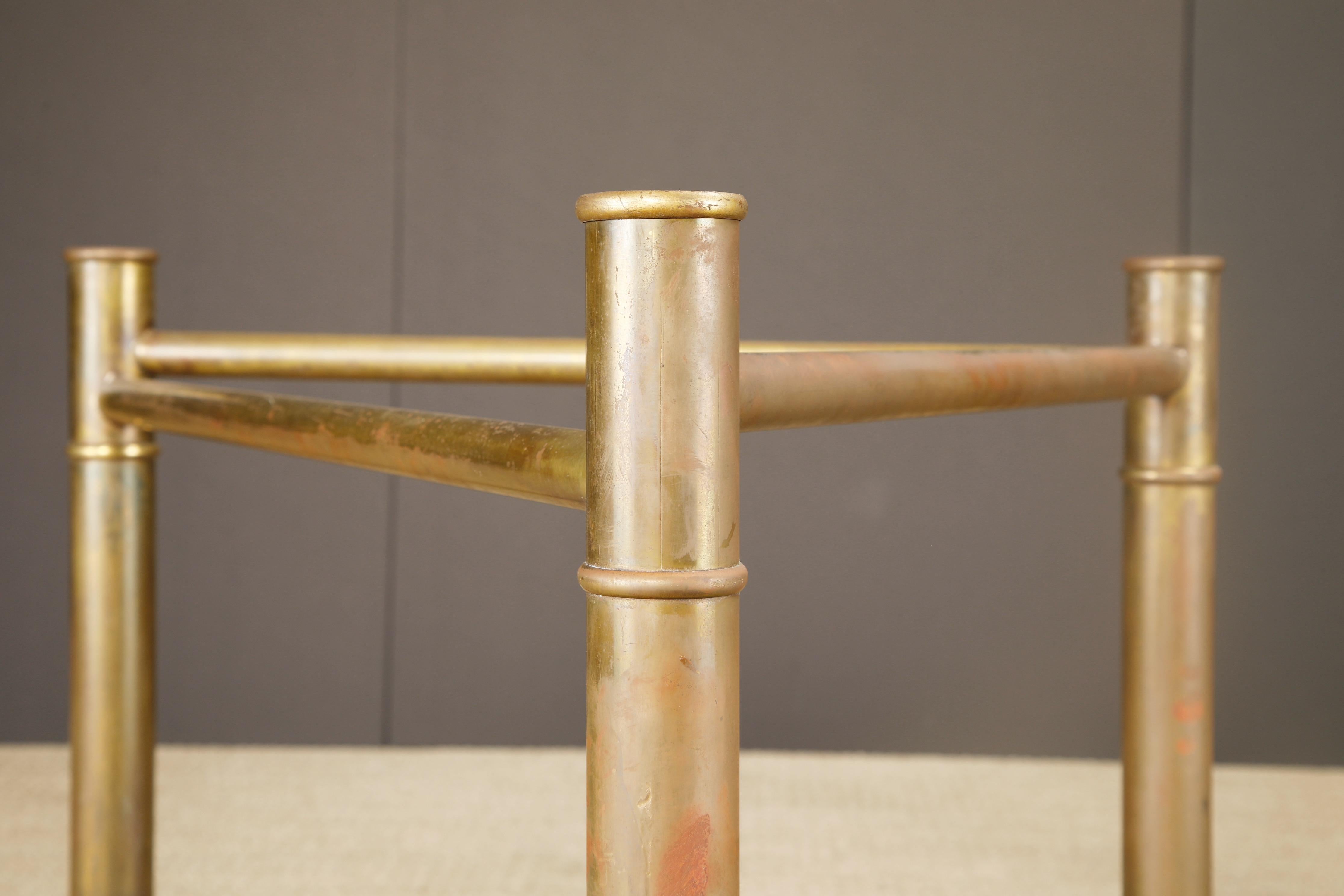 Mastercraft Patinated Brass Faux Bamboo Dining Table / Desk Bases, 1970s For Sale 3
