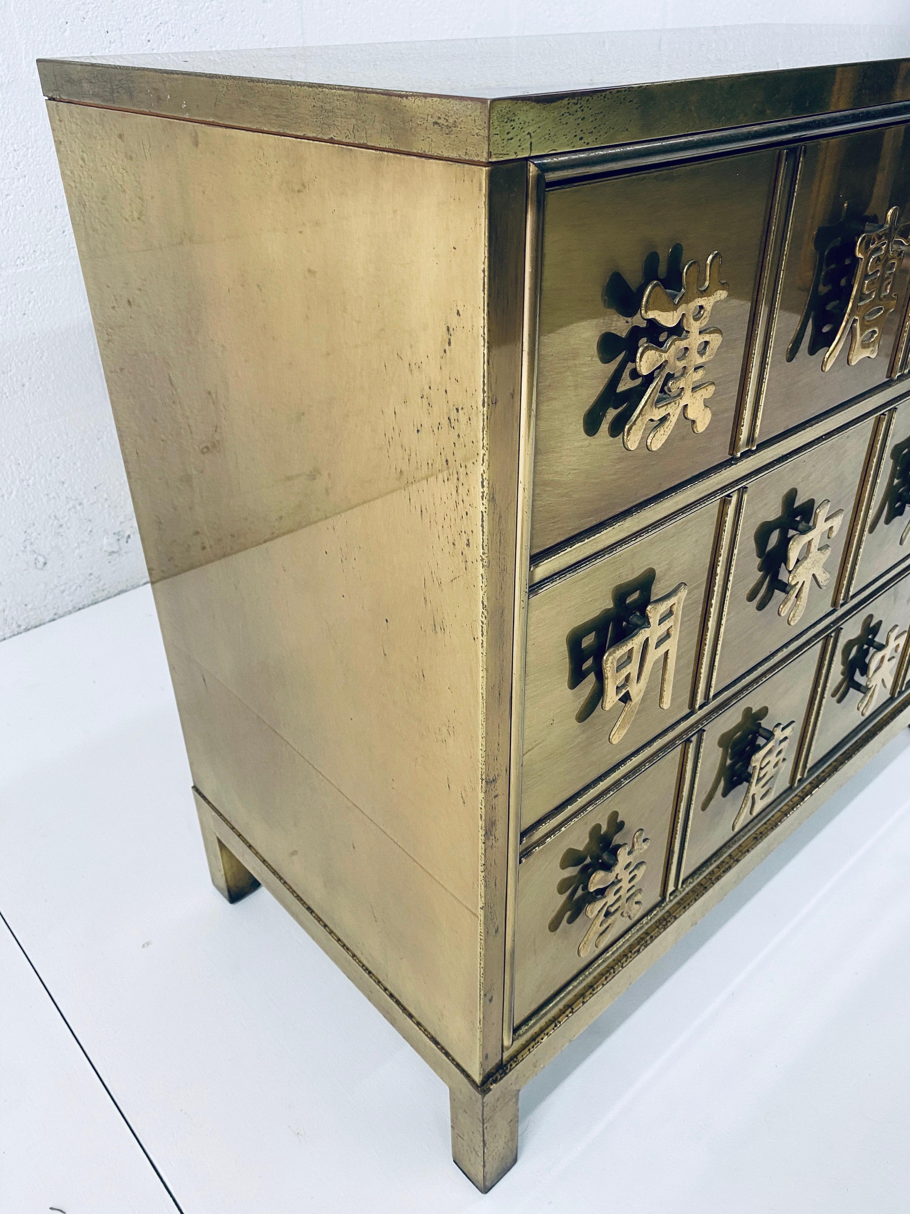 Mastercraft Patinated Brass “Four Dynasty’s” Commode In Distressed Condition In Miami, FL