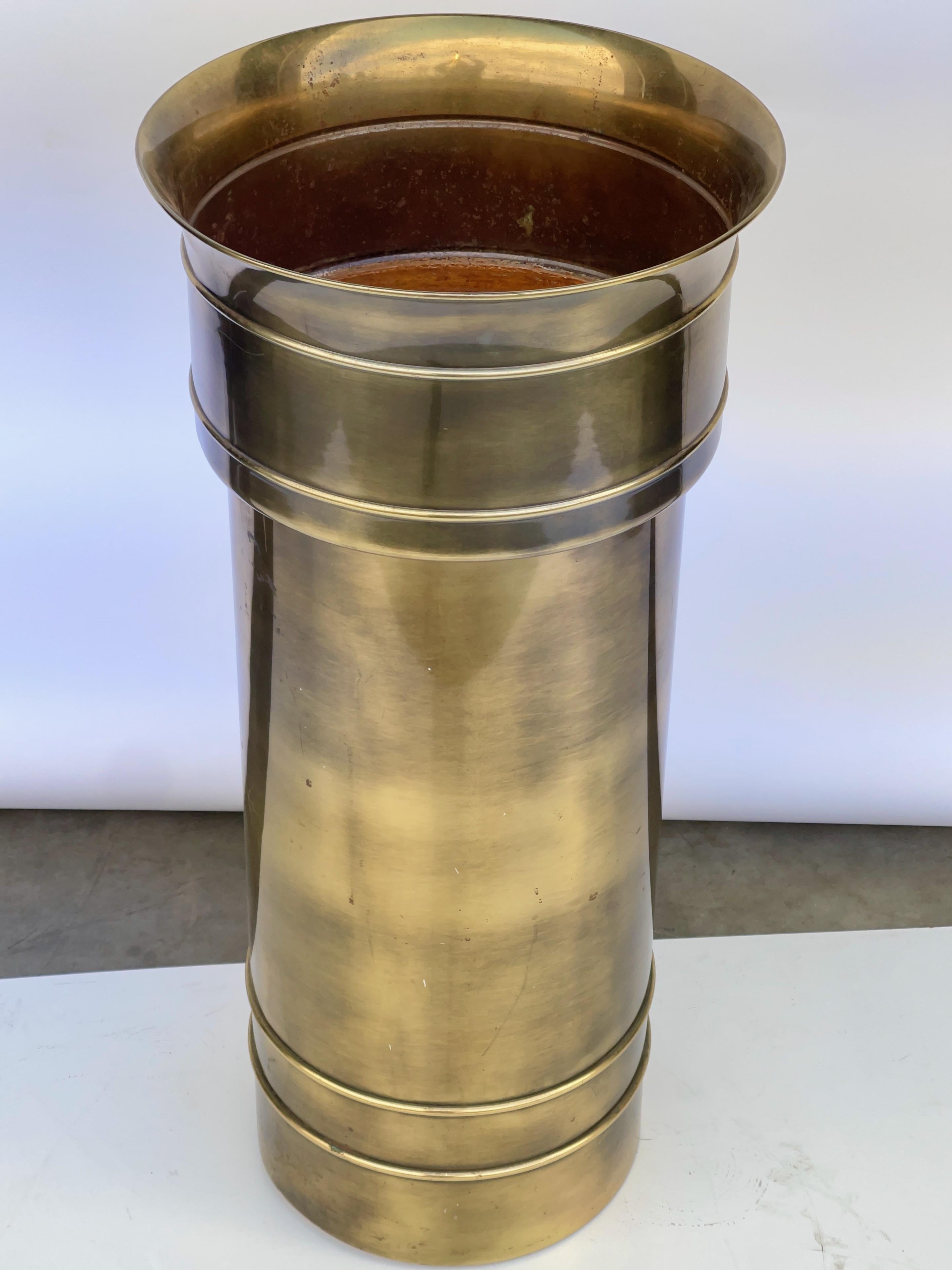American Mastercraft Brass Pedestal Jardiniere For Sale