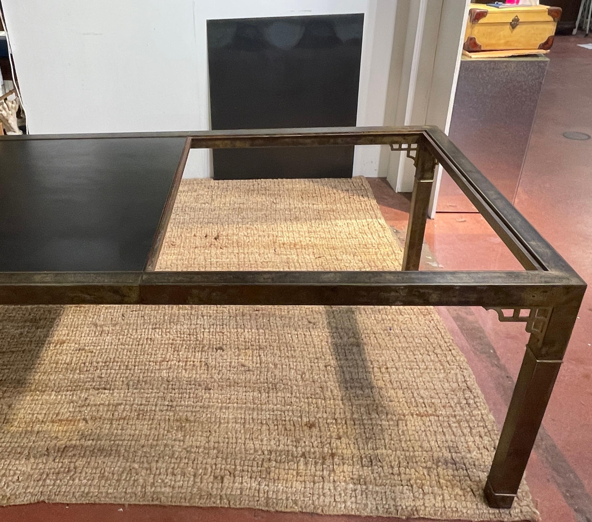 Mastercraft Patinated Brass & Steel Greek Key Dining Room Table 5