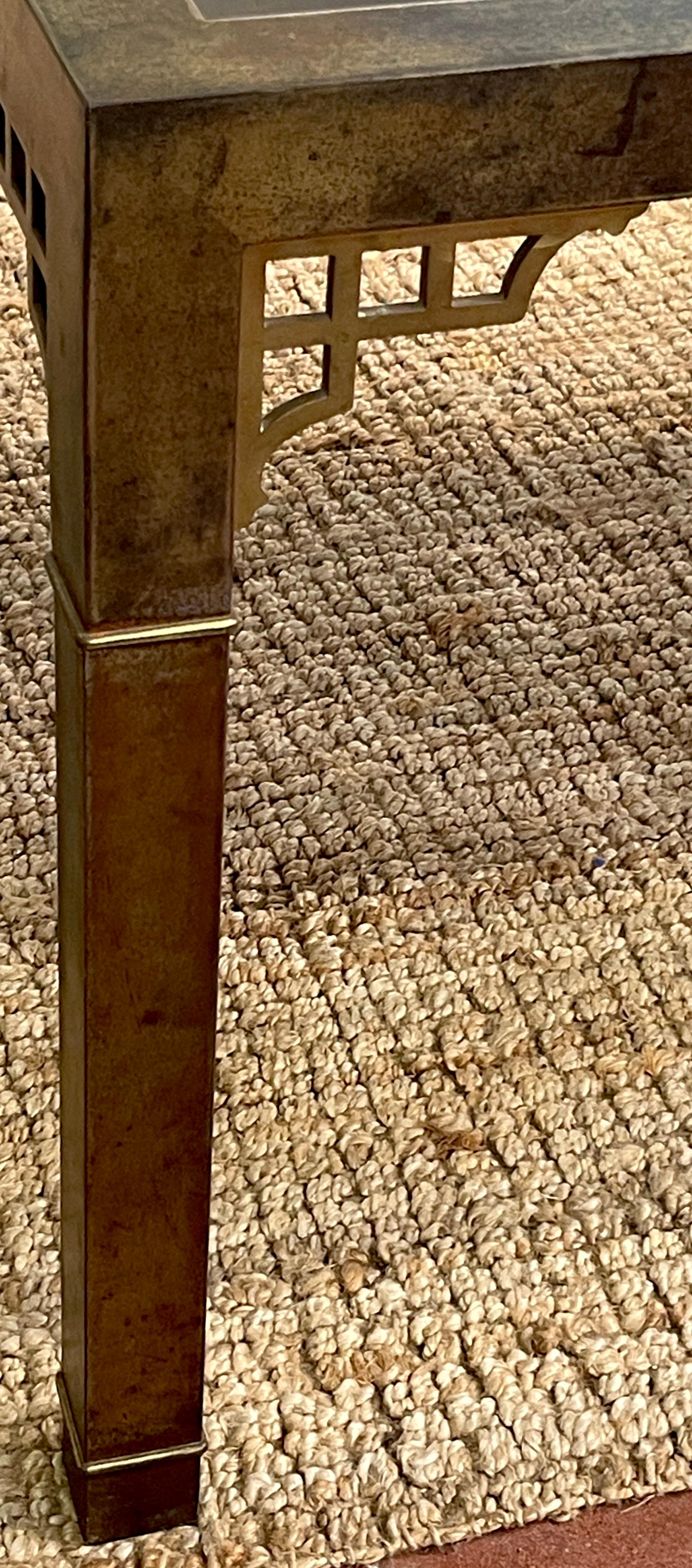 20th Century Mastercraft Patinated Brass & Steel Greek Key Dining Room Table
