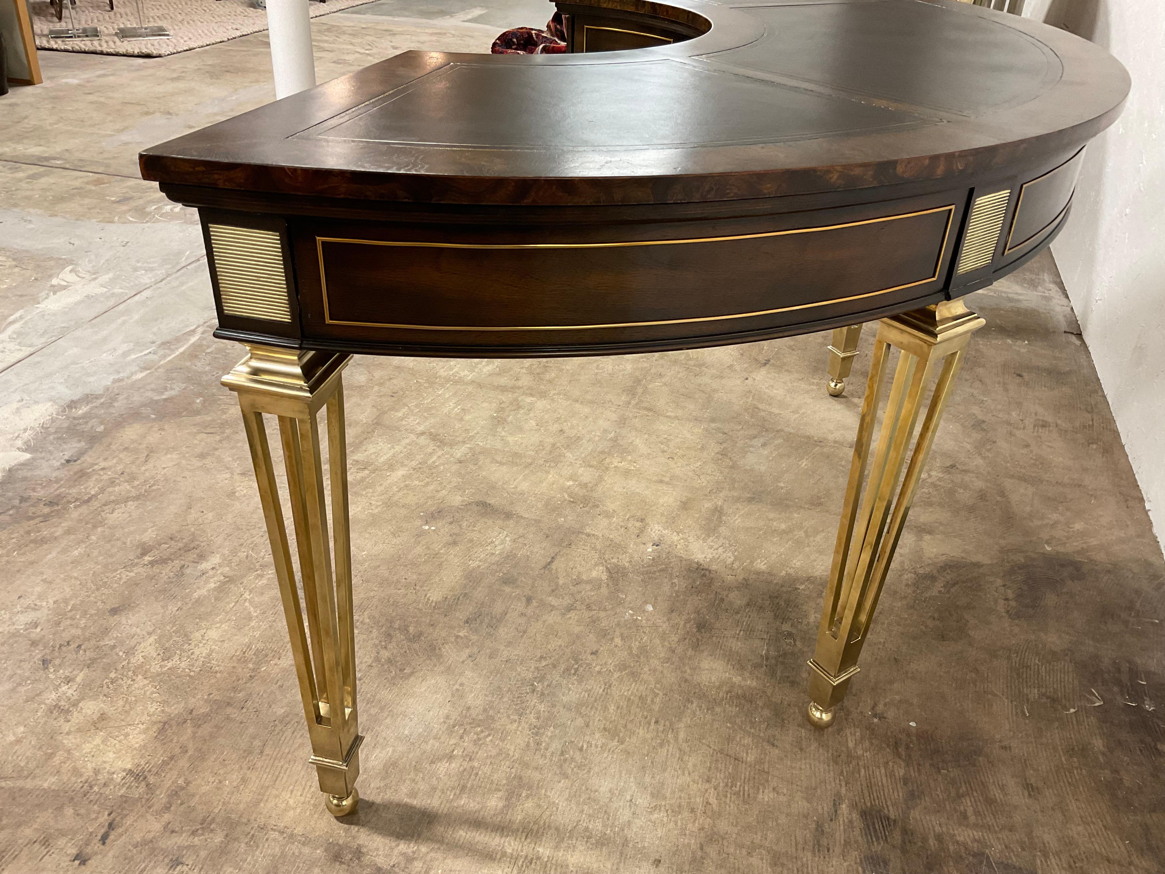 Brass Mastercraft Semicircular Desk, 1970s For Sale