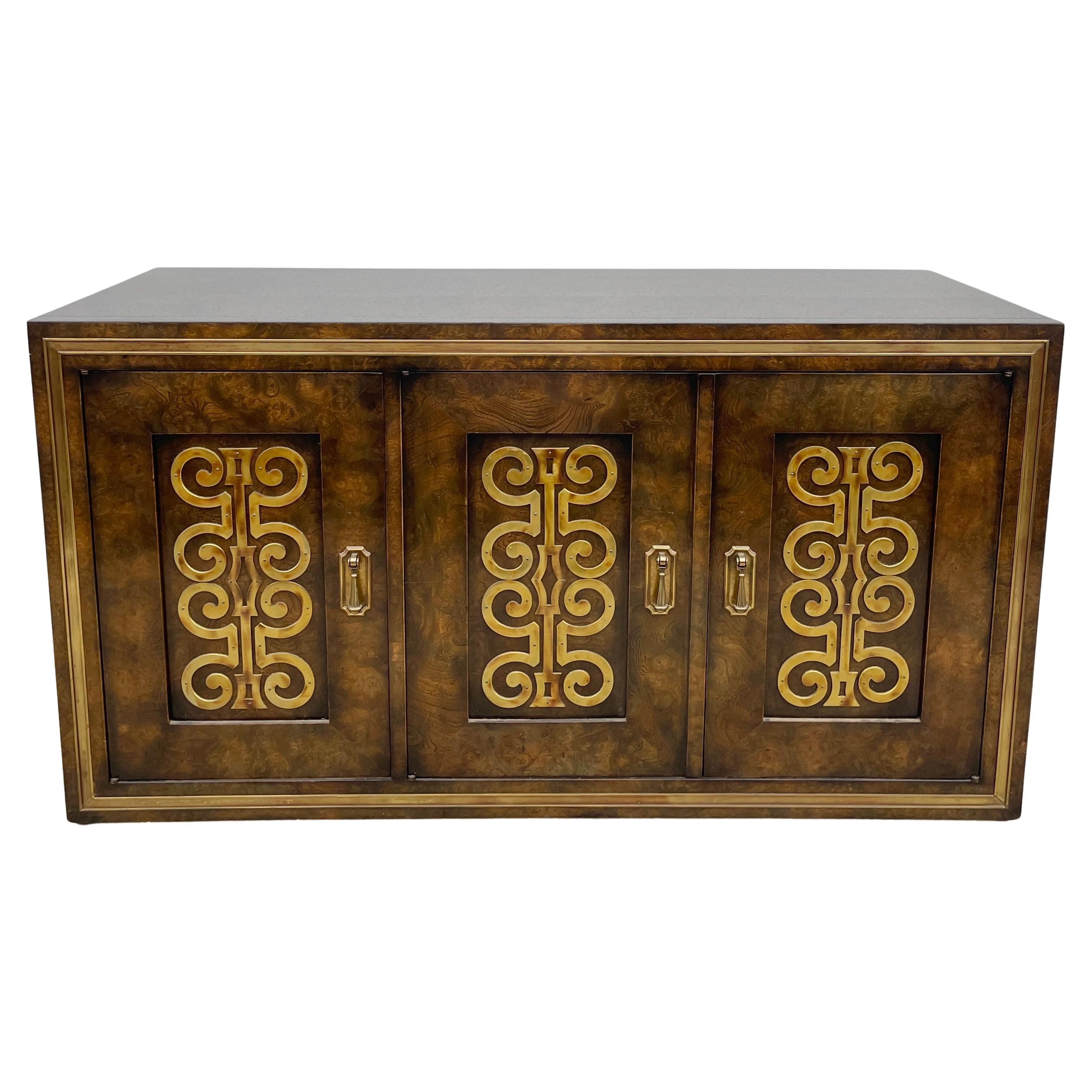 Mastercraft Sideboard in Brass Decorated Burled Elm
