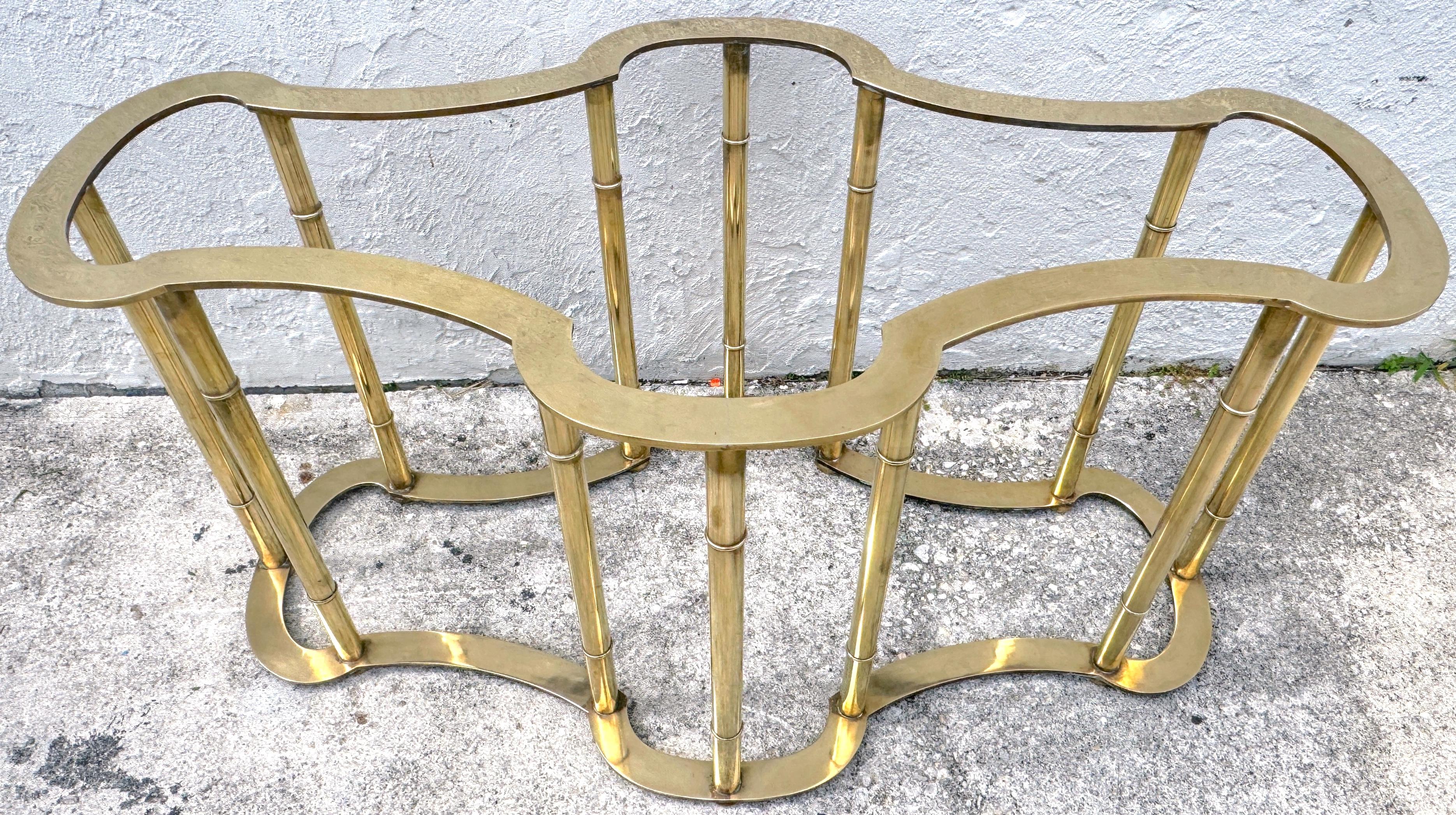 Mastercraft Solid Brass Faux Bamboo Dinning Table Base, Made in Italy 
Italy, circa 1970s

A stunning Mastercraft solid brass faux bamboo dining table base, made in Italy during the 1970s, Mastercraft, distinguished from its peers by its iconic