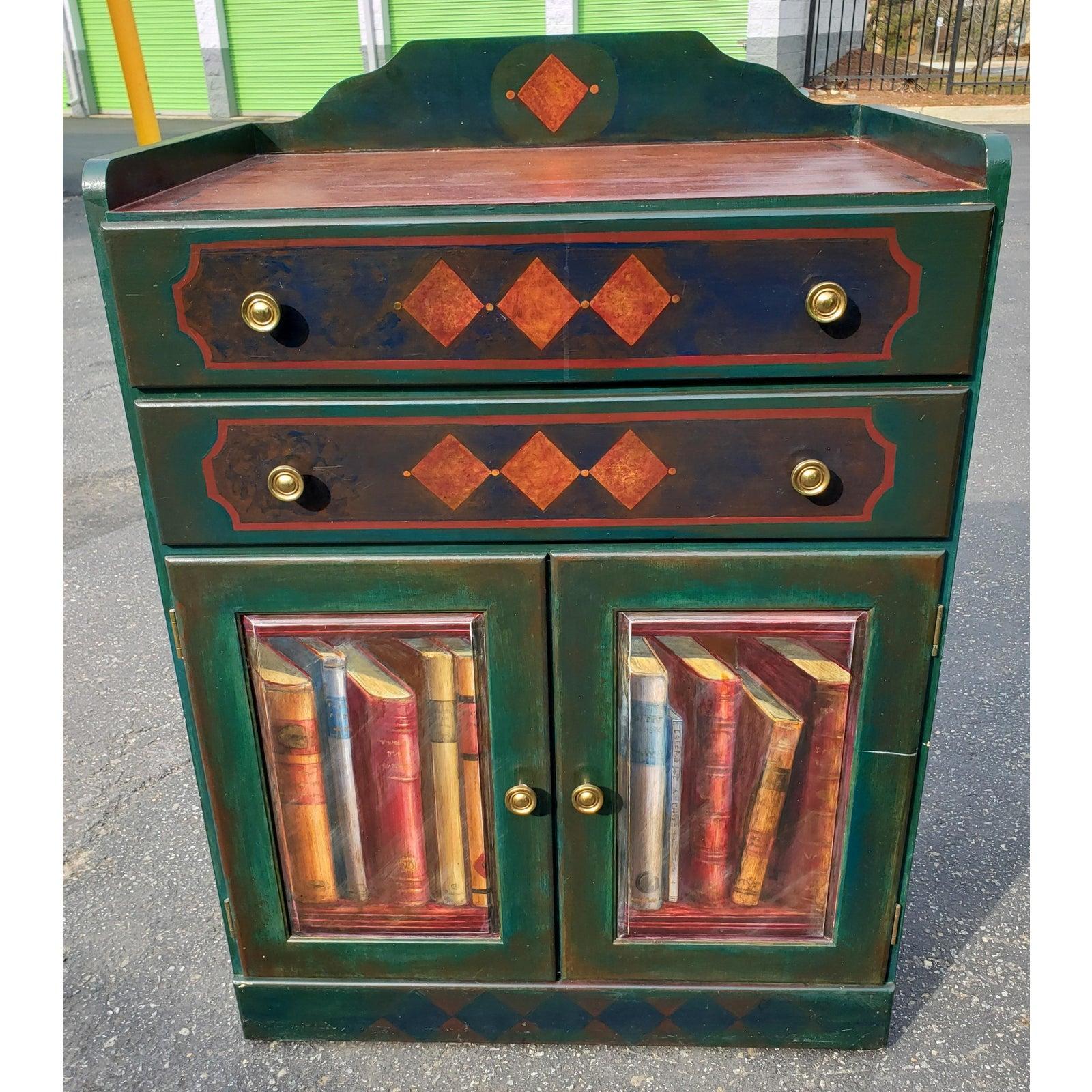 20th Century Mastercraft Solid Pine Hand Painted Storage Cabinet For Sale