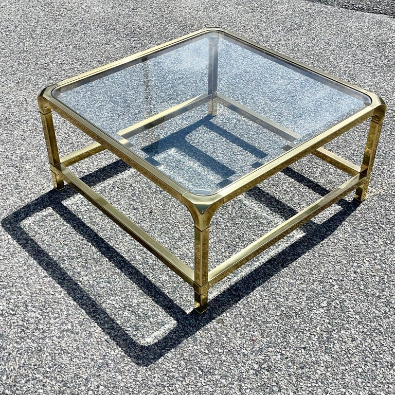 Mastercraft Square Brass Cocktail Table For Sale 4