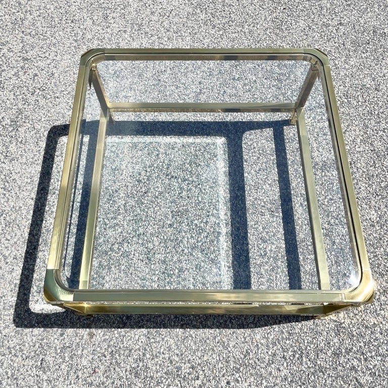 Mastercraft Square Brass Cocktail Table For Sale 5