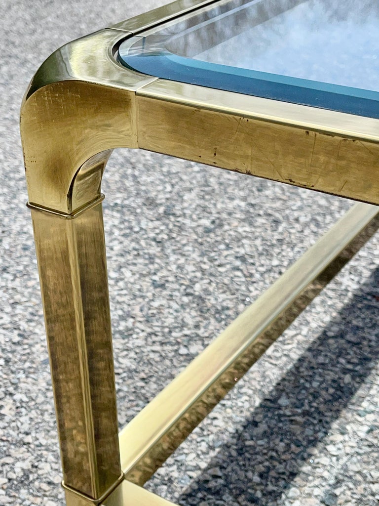 Mastercraft Square Brass Cocktail Table For Sale 9