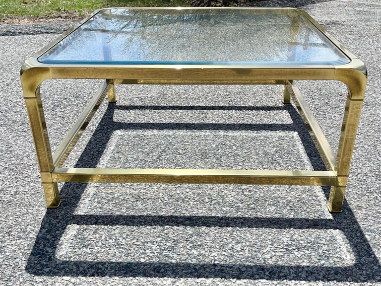 Mastercraft Square Brass Cocktail Table For Sale 11