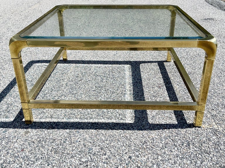 Mastercraft Square Brass Cocktail Table For Sale 12