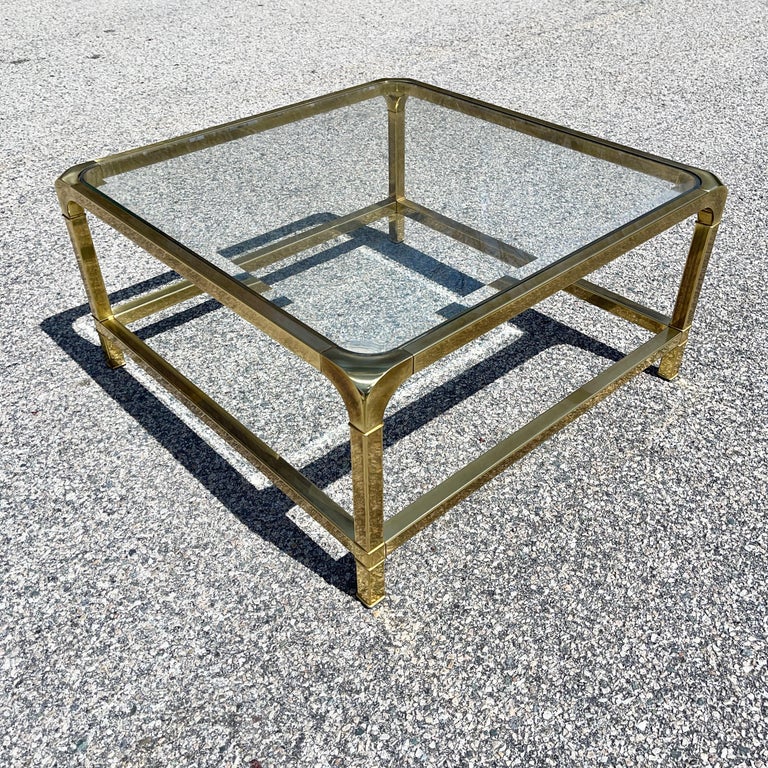 Mastercraft Square Brass Cocktail Table For Sale 14