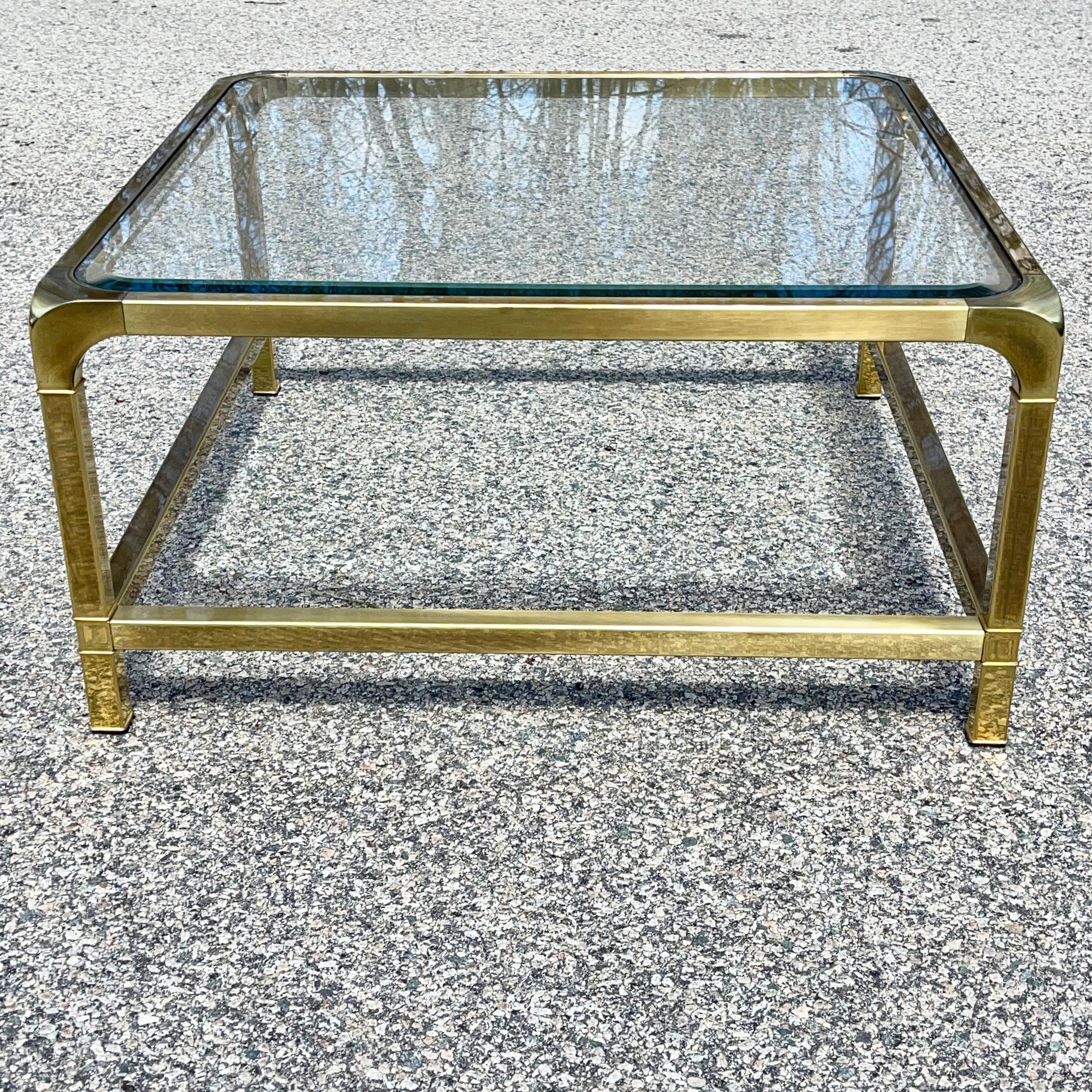 Mastercraft Square Brass Cocktail Table In Good Condition In Hanover, MA