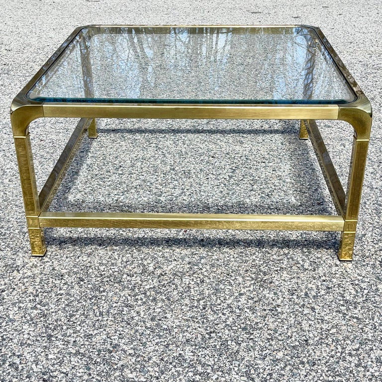 Mastercraft Square Brass Cocktail Table In Good Condition For Sale In Hingham, MA