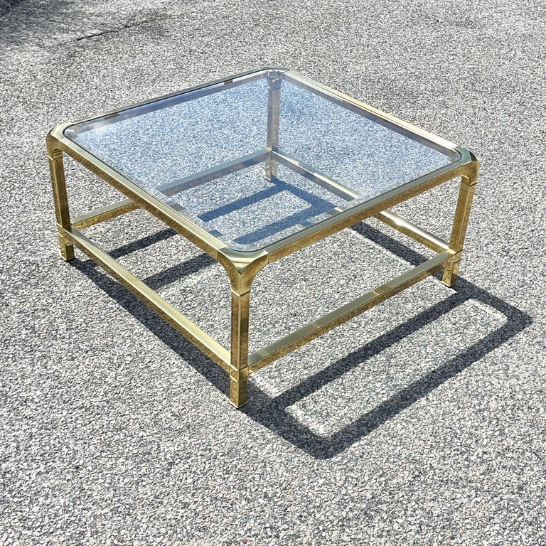 Mastercraft Square Brass Cocktail Table For Sale 2